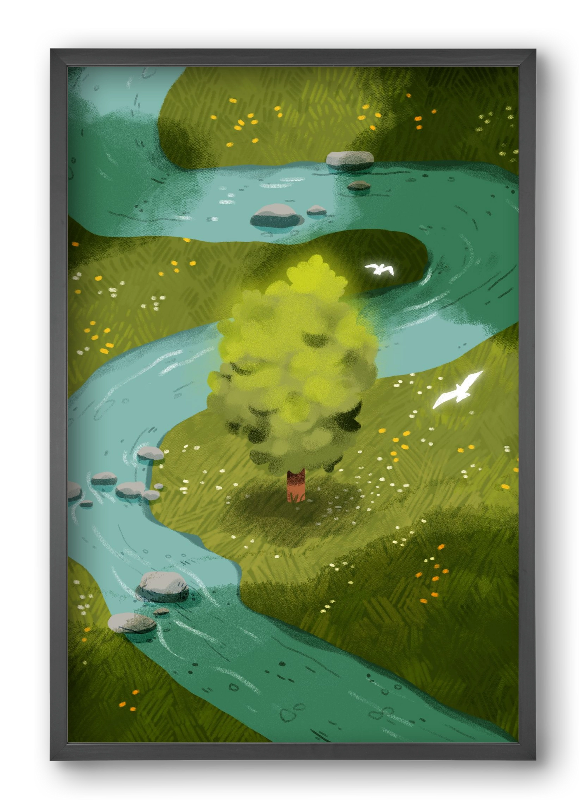 River, 40x60 cm (40x60 cm), Fekete keret