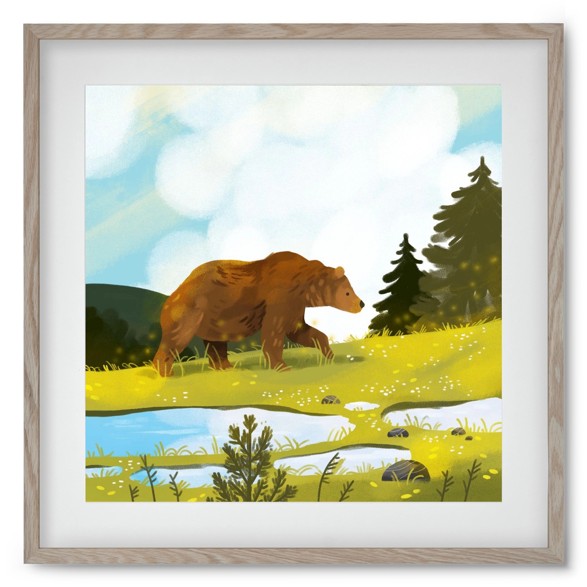 The Bear, 50x50 cm (40x40 cm), Tölgy keret, paszpartuval