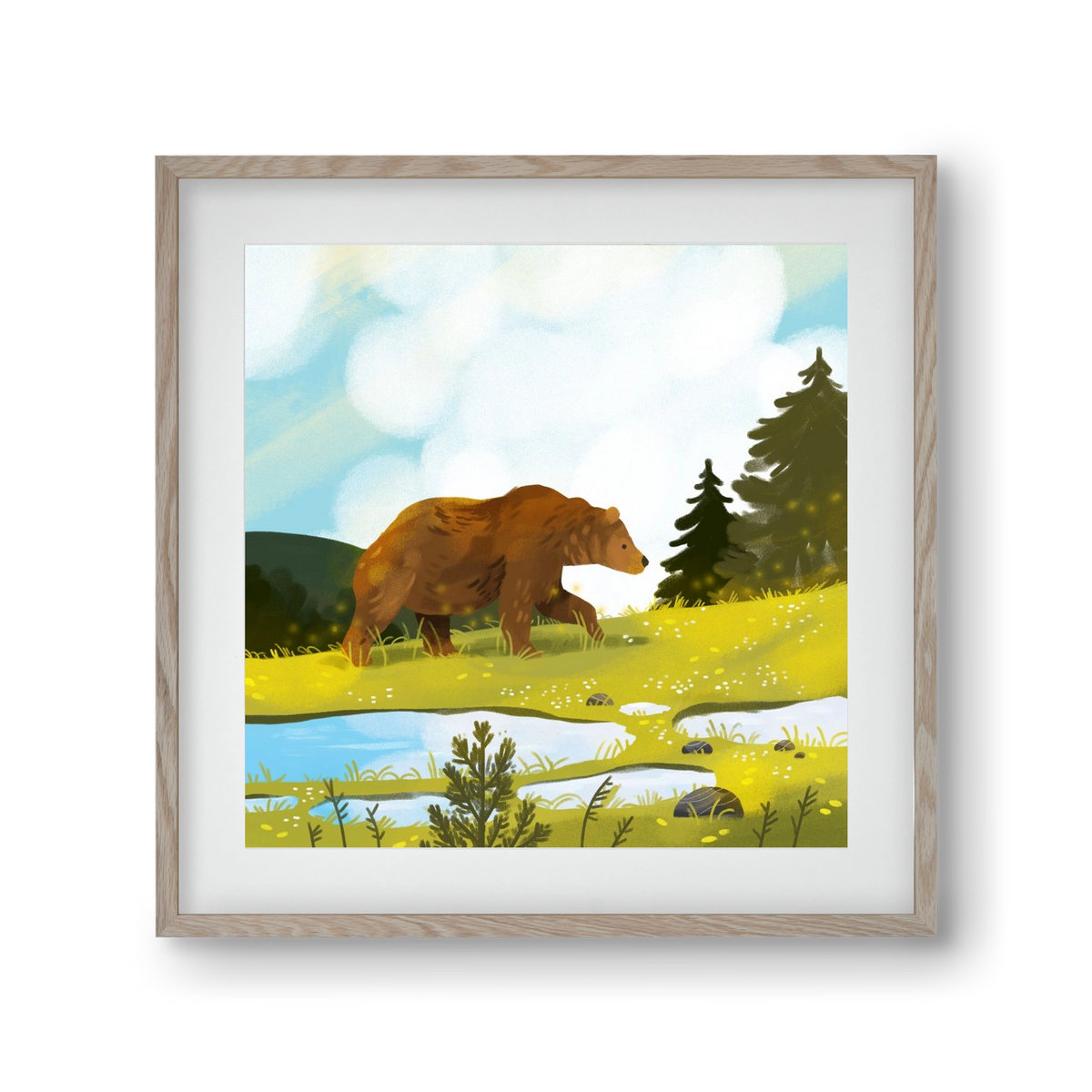 The Bear, 30x30 cm (20x20 cm), Tölgy keret, paszpartuval