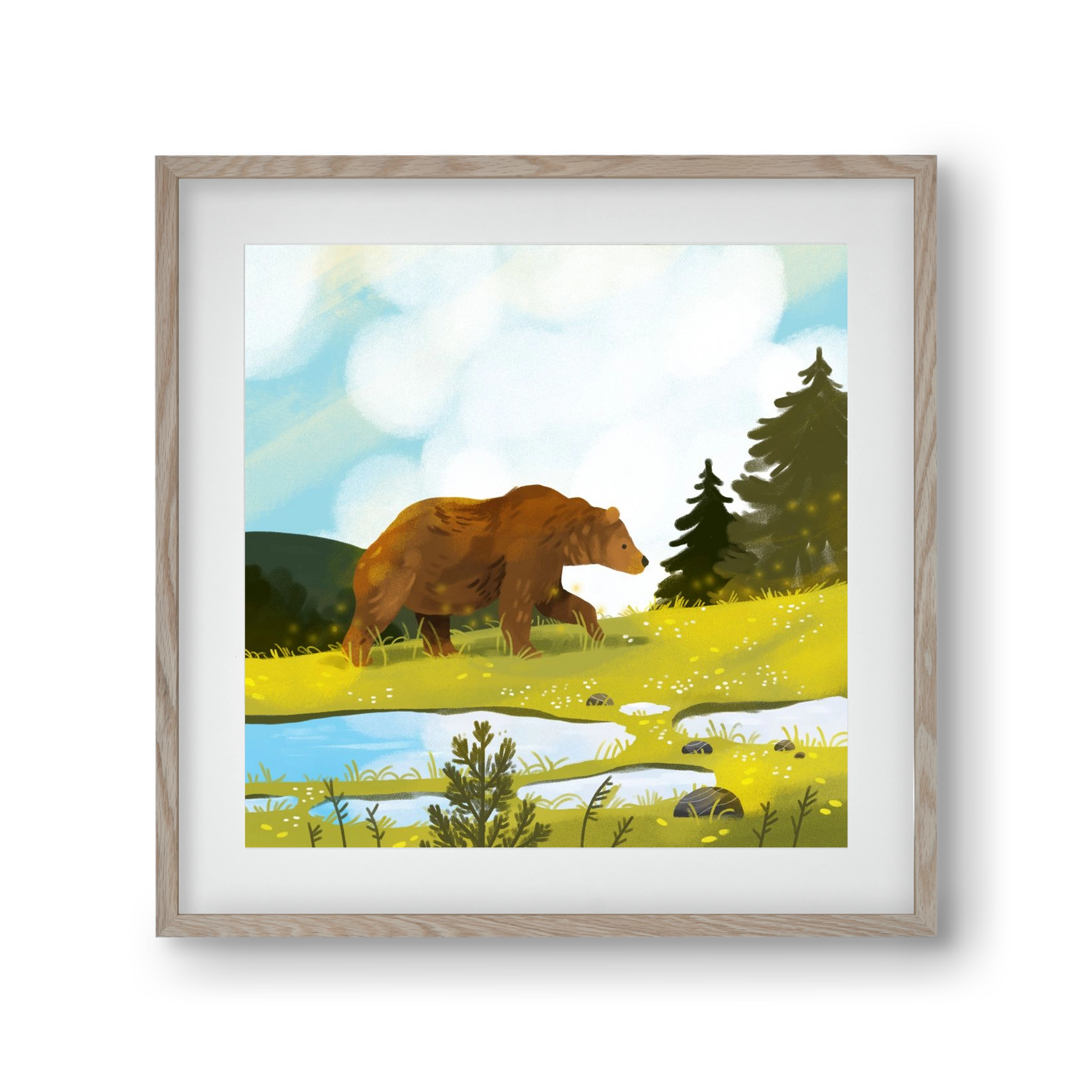 The Bear, 30x30 cm (20x20 cm), Tölgy keret, paszpartuval