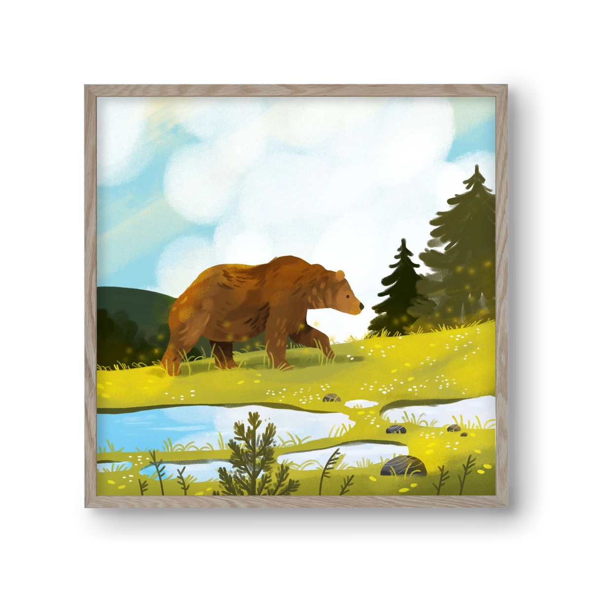 The Bear, 30x30 cm (30x30 cm), Tölgy keret