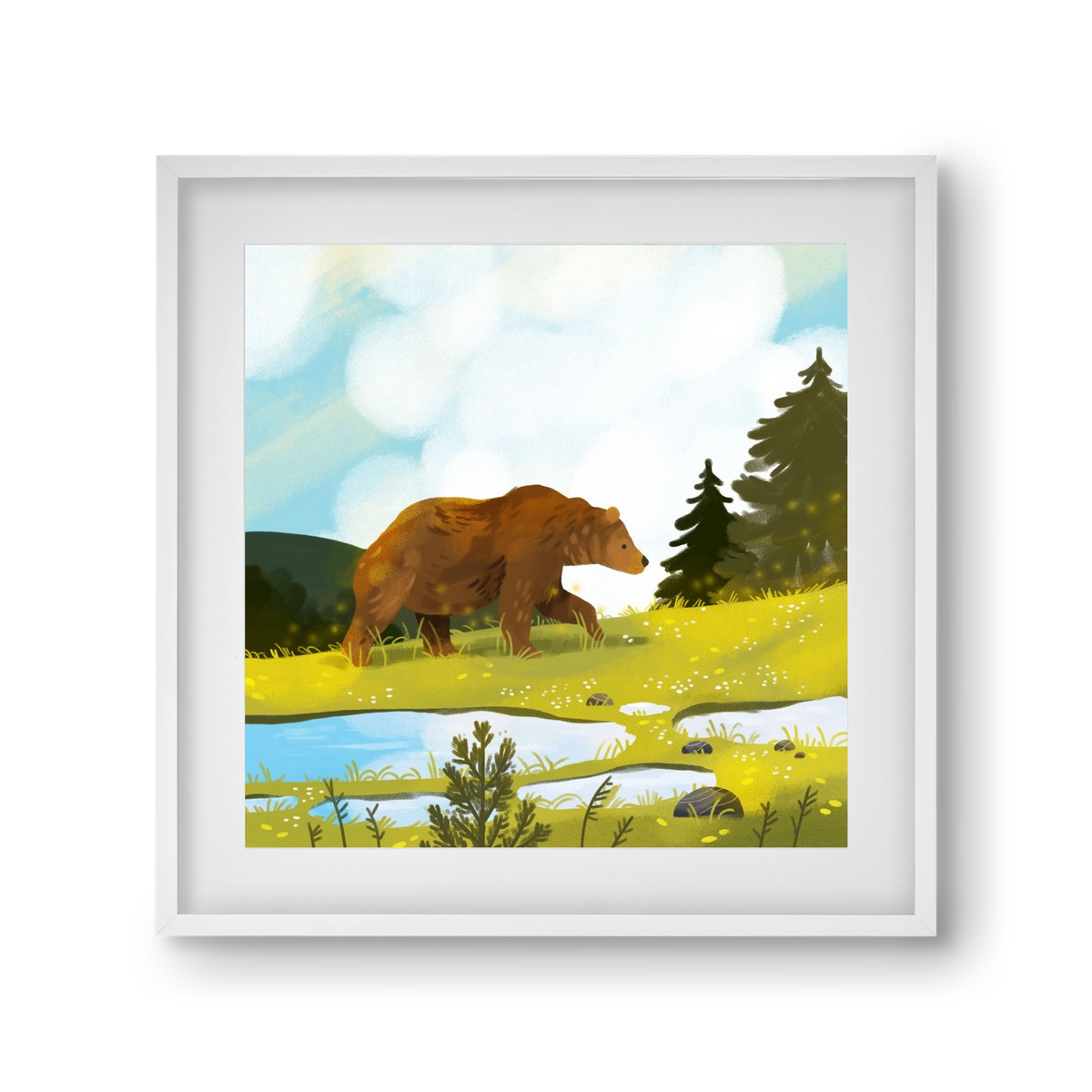 The Bear, 30x30 cm (20x20 cm), Fehér keret, paszpartuval
