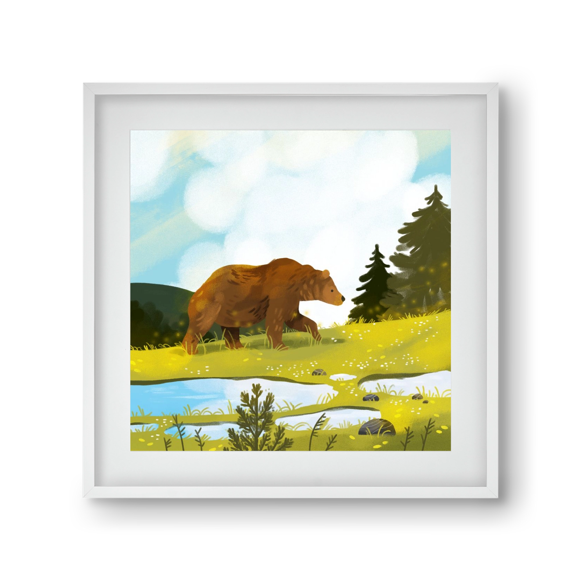 The Bear, 30x30 cm (20x20 cm), Fehér keret, paszpartuval