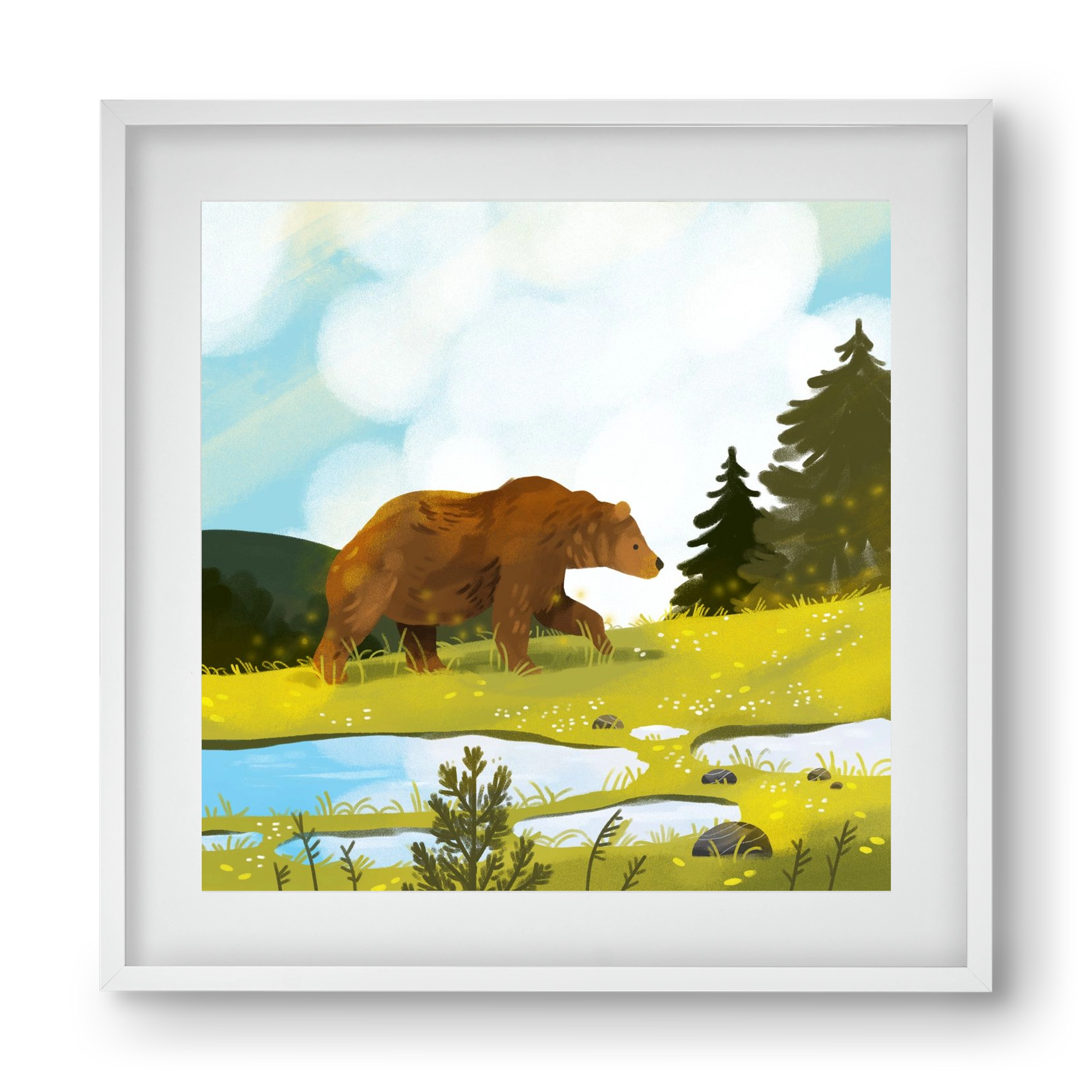 The Bear, 40x40 cm (30x30 cm), Fehér keret, paszpartuval