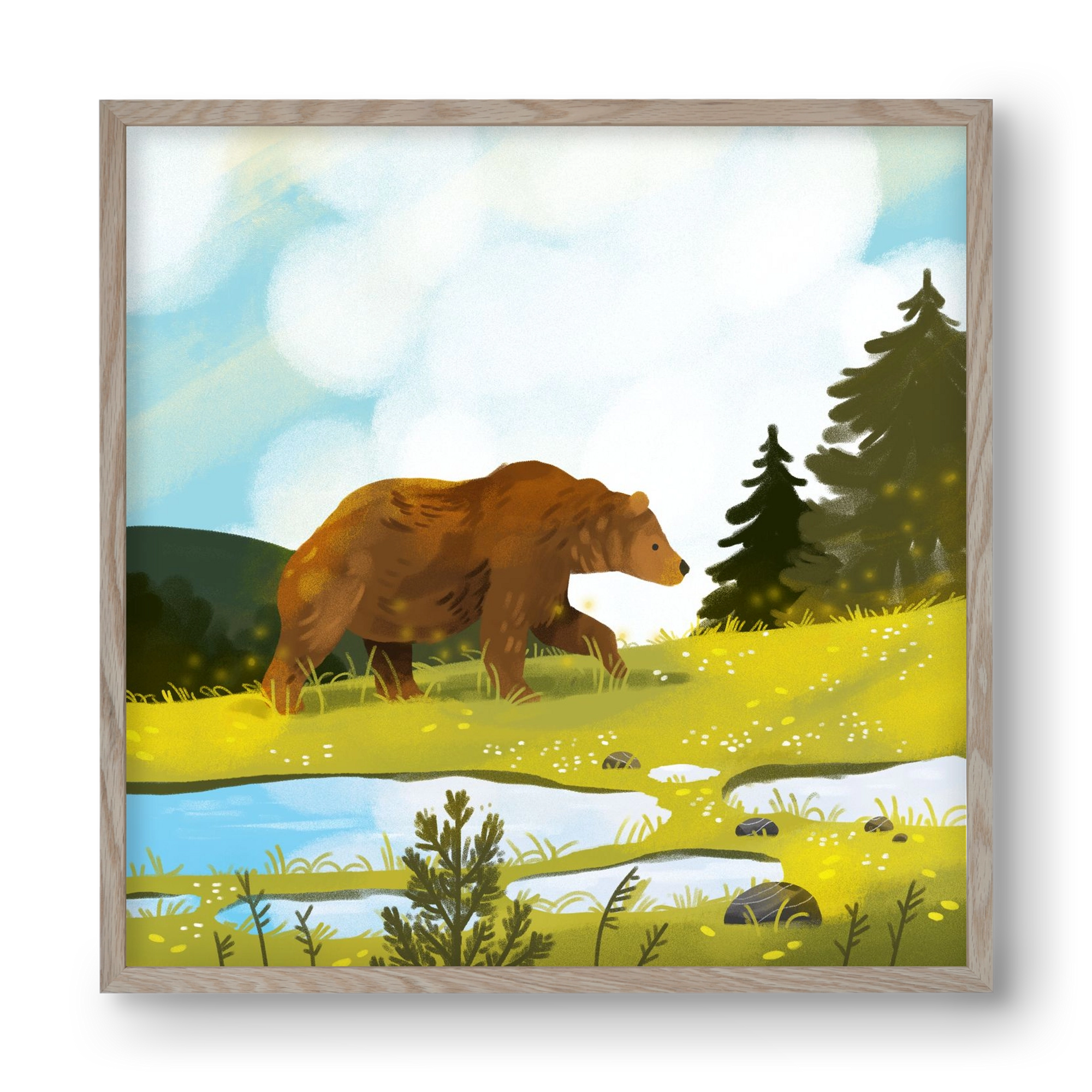 The Bear, 40x40 cm (40x40 cm), Tölgy keret