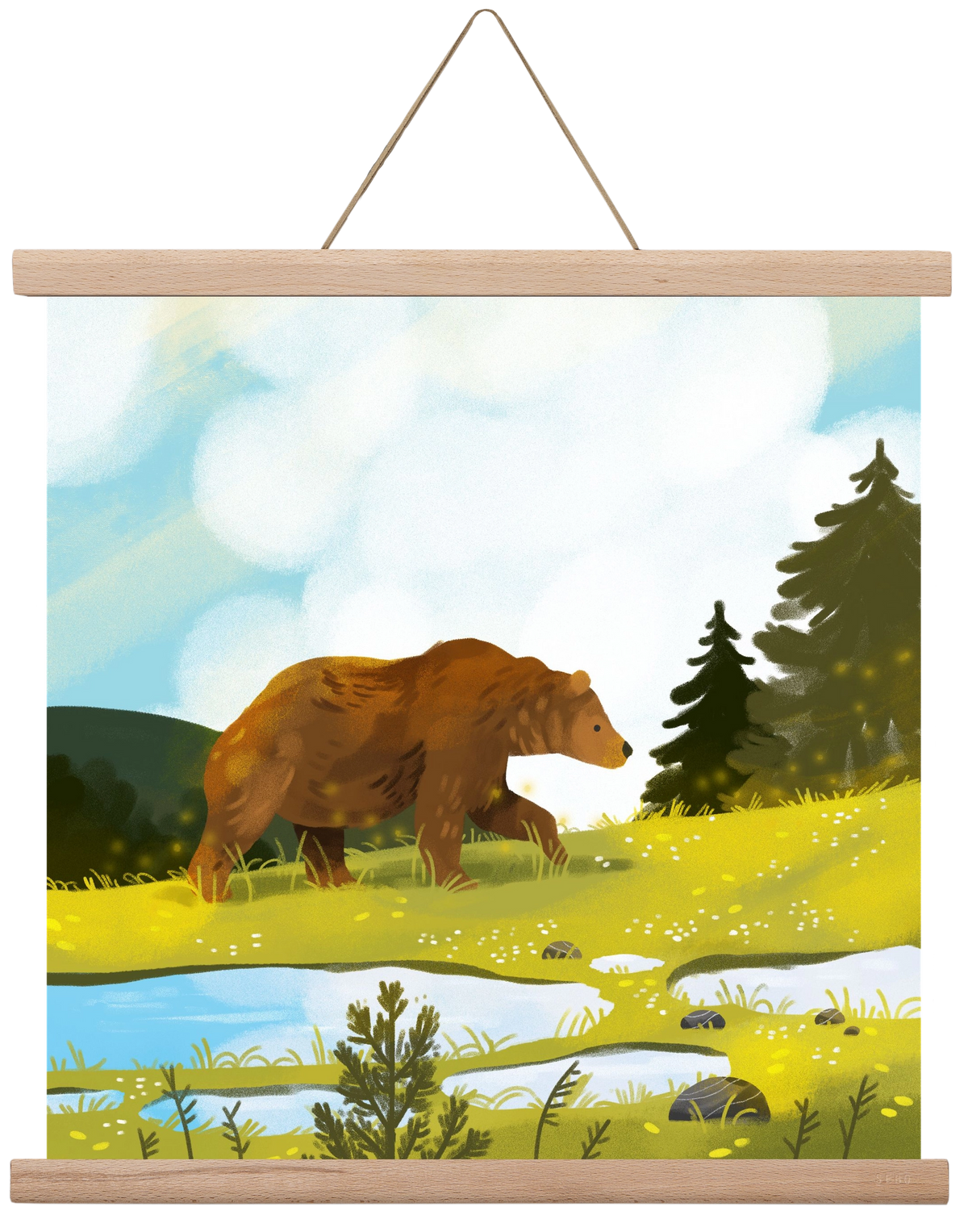 The Bear, 40x40 cm (40x40 cm), Tölgy akasztó