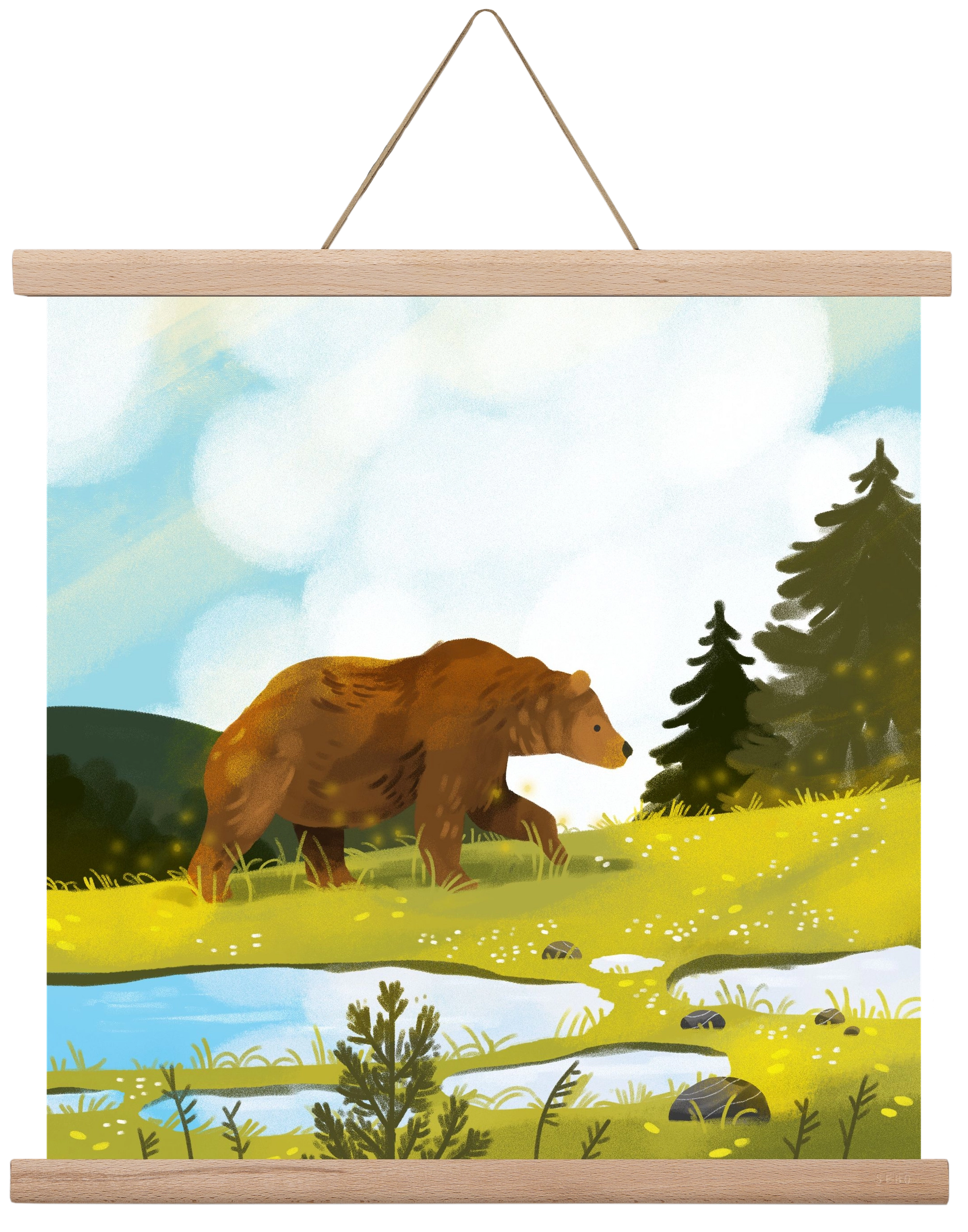 The Bear, 40x40 cm (40x40 cm), Tölgy akasztó