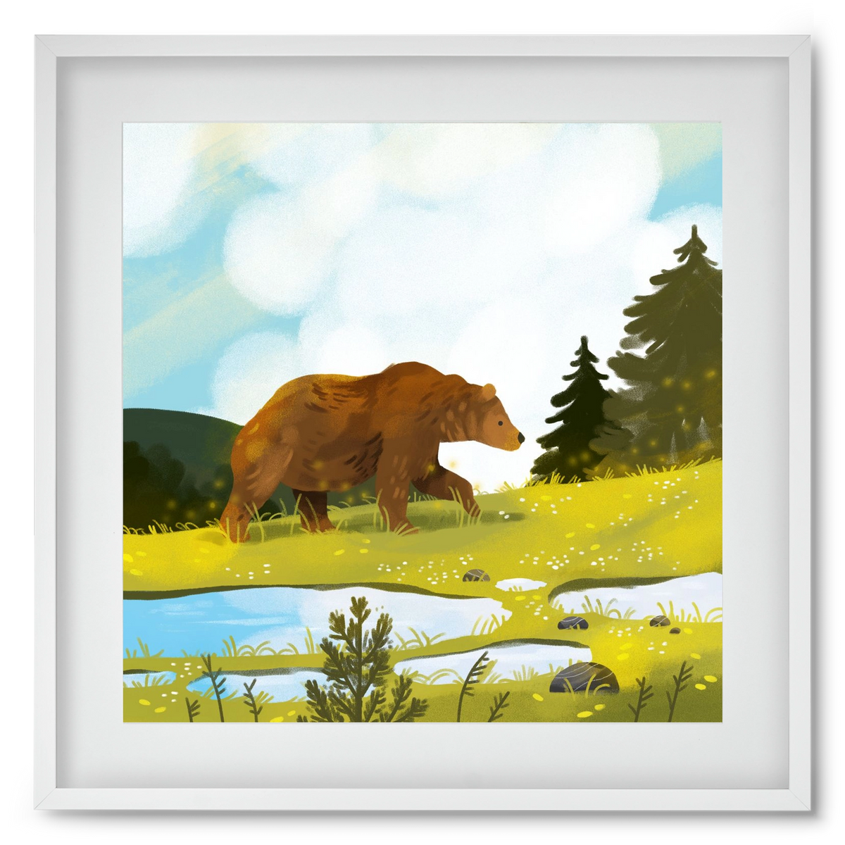 The Bear, 50x50 cm (40x40 cm), Fehér keret, paszpartuval