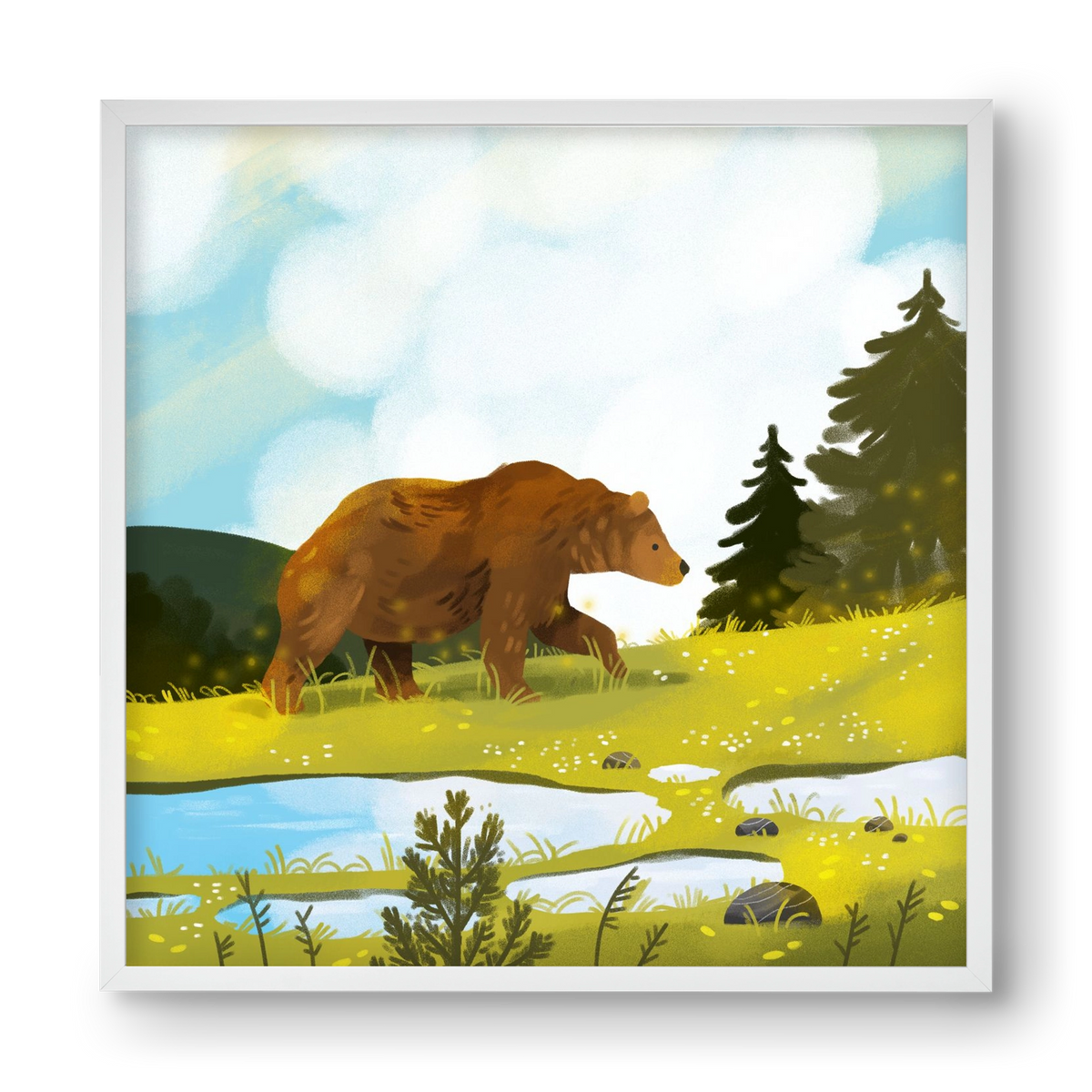 The Bear, 40x40 cm (40x40 cm), Fehér keret