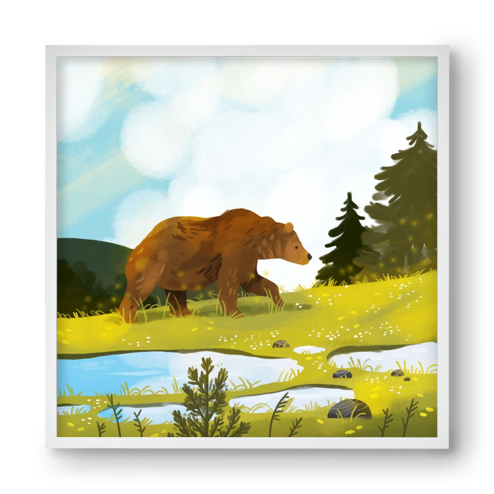 The Bear, 40x40 cm (40x40 cm), Fehér keret