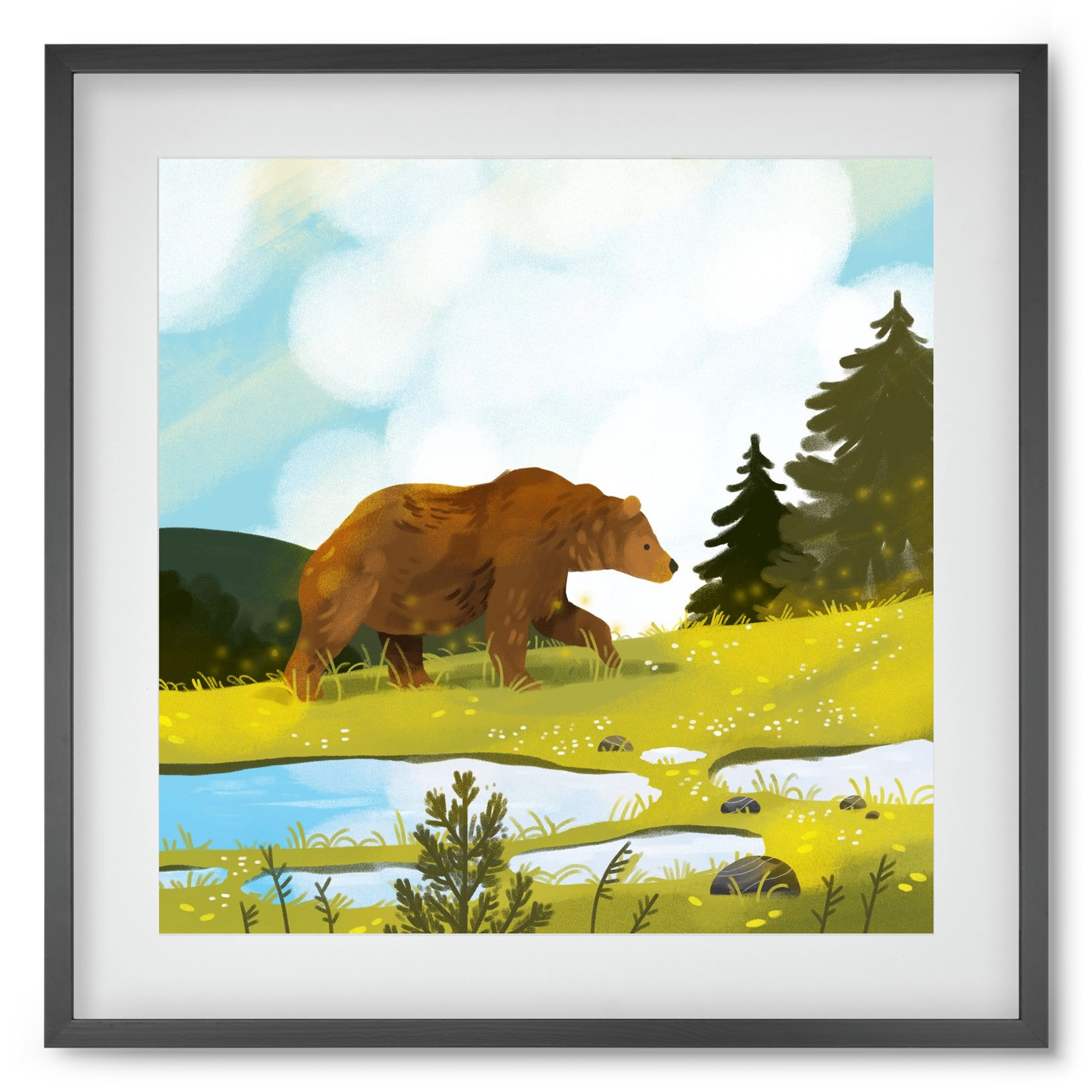 The Bear, 50x50 cm (40x40 cm), Fekete keret, paszpartuval