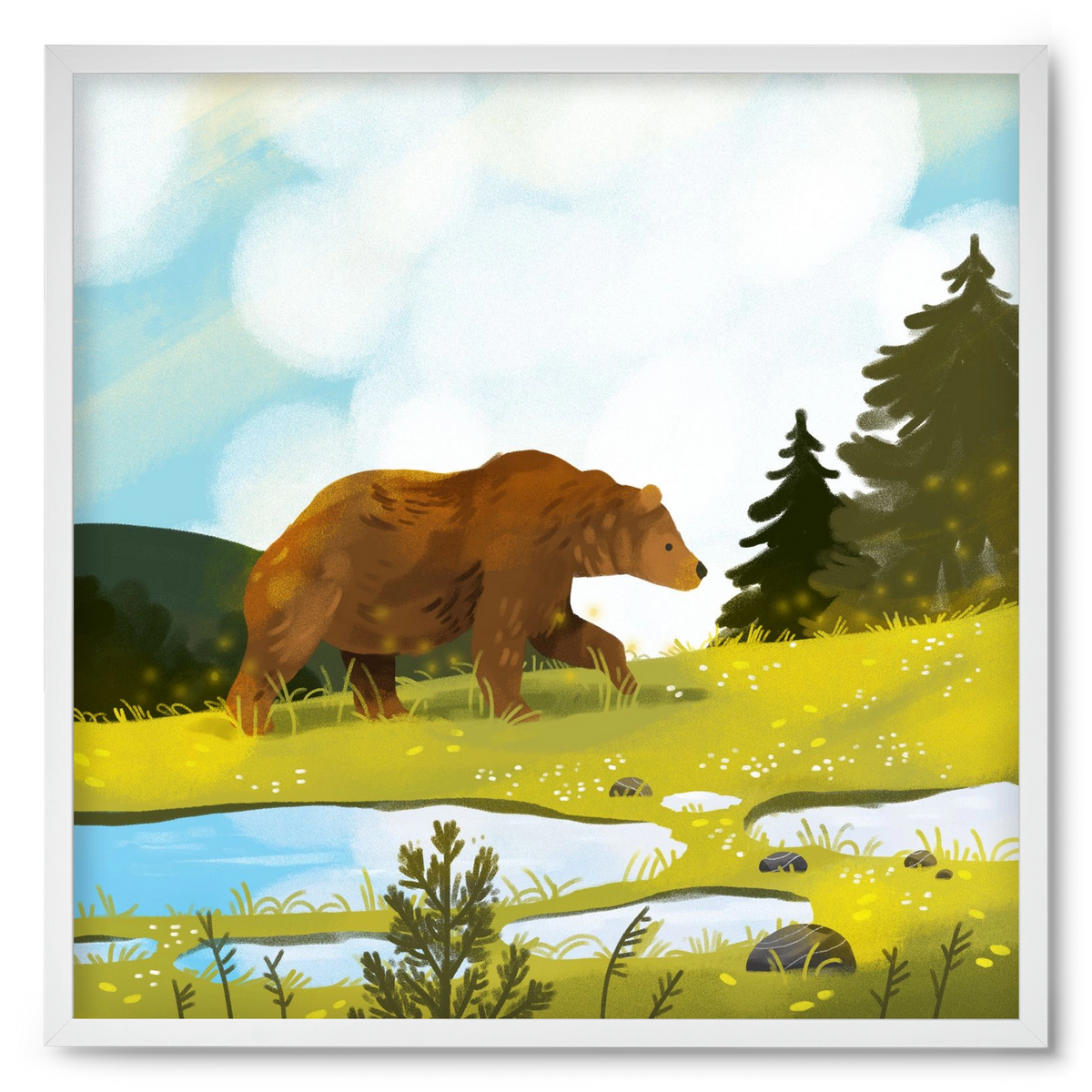 The Bear, 50x50 cm (50x50 cm), Fehér keret