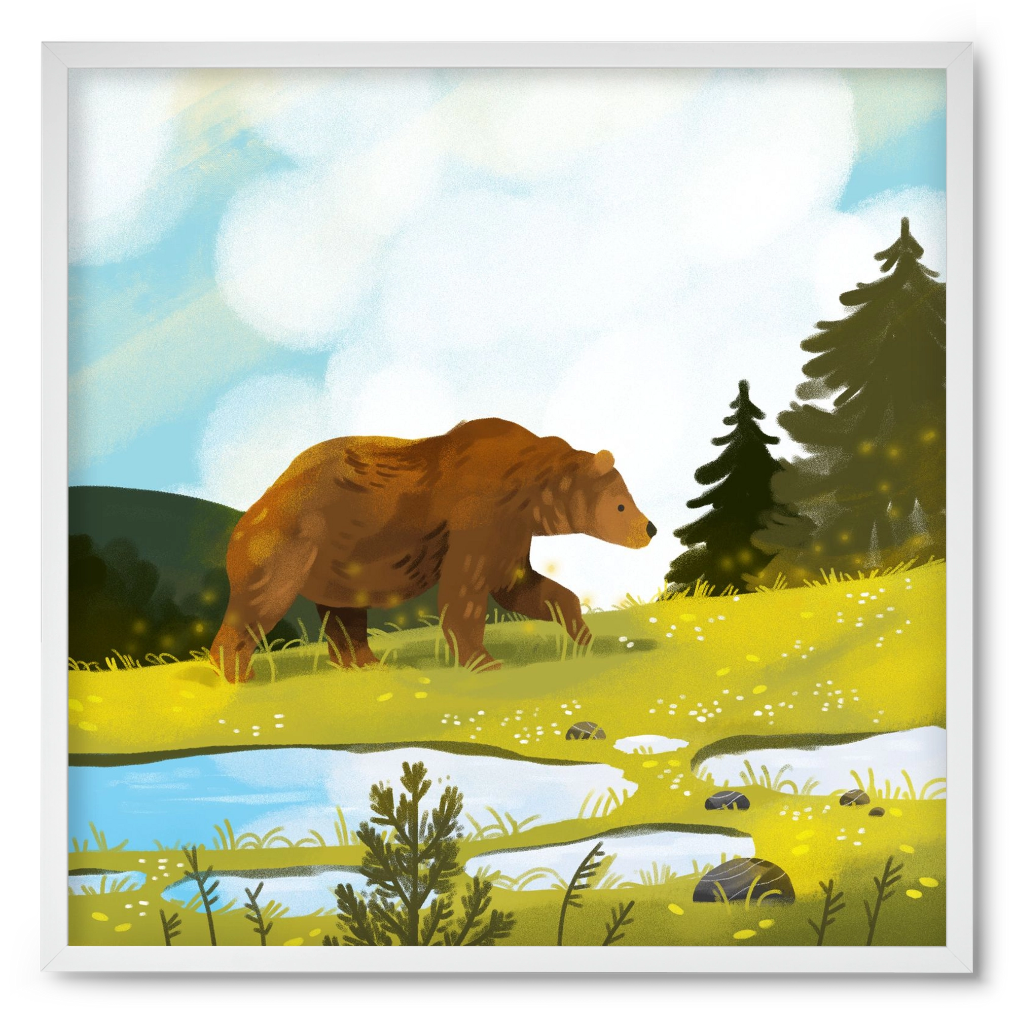 The Bear, 50x50 cm (50x50 cm), Fehér keret