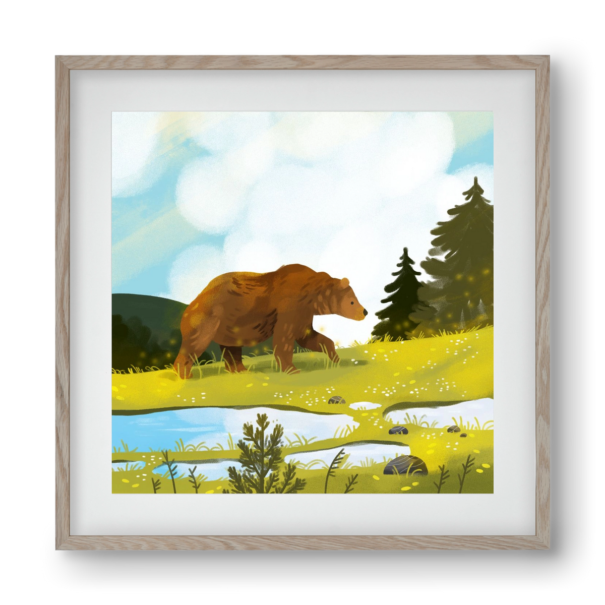 The Bear, 40x40 cm (30x30 cm), Tölgy keret, paszpartuval