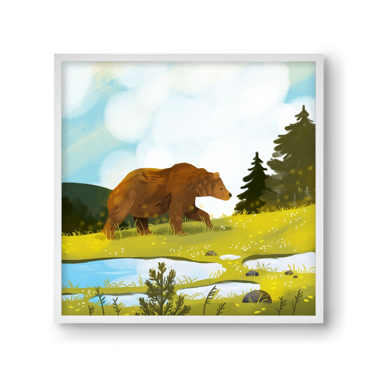 The Bear, 30x30 cm (30x30 cm), Fehér keret