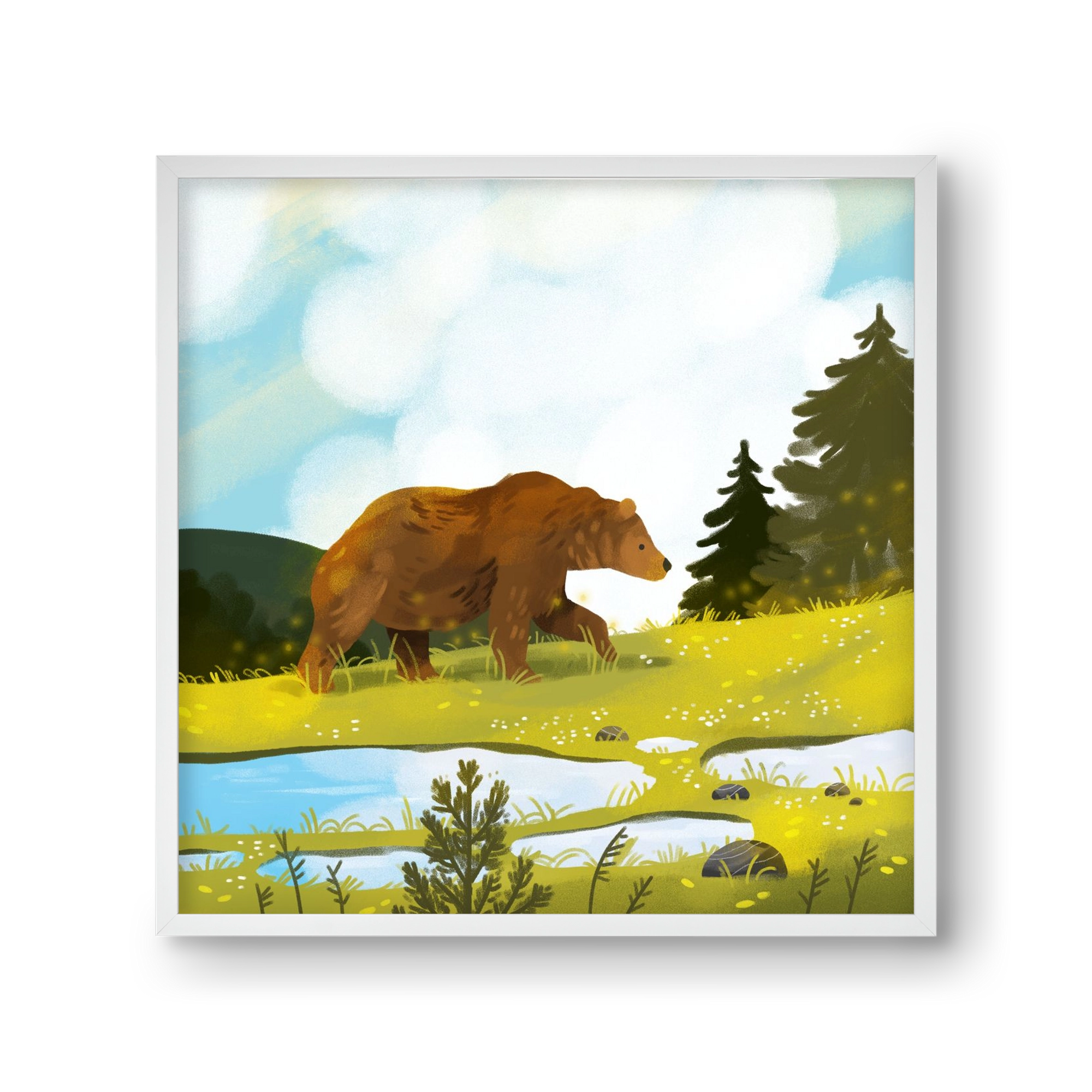 The Bear, 30x30 cm (30x30 cm), Fehér keret
