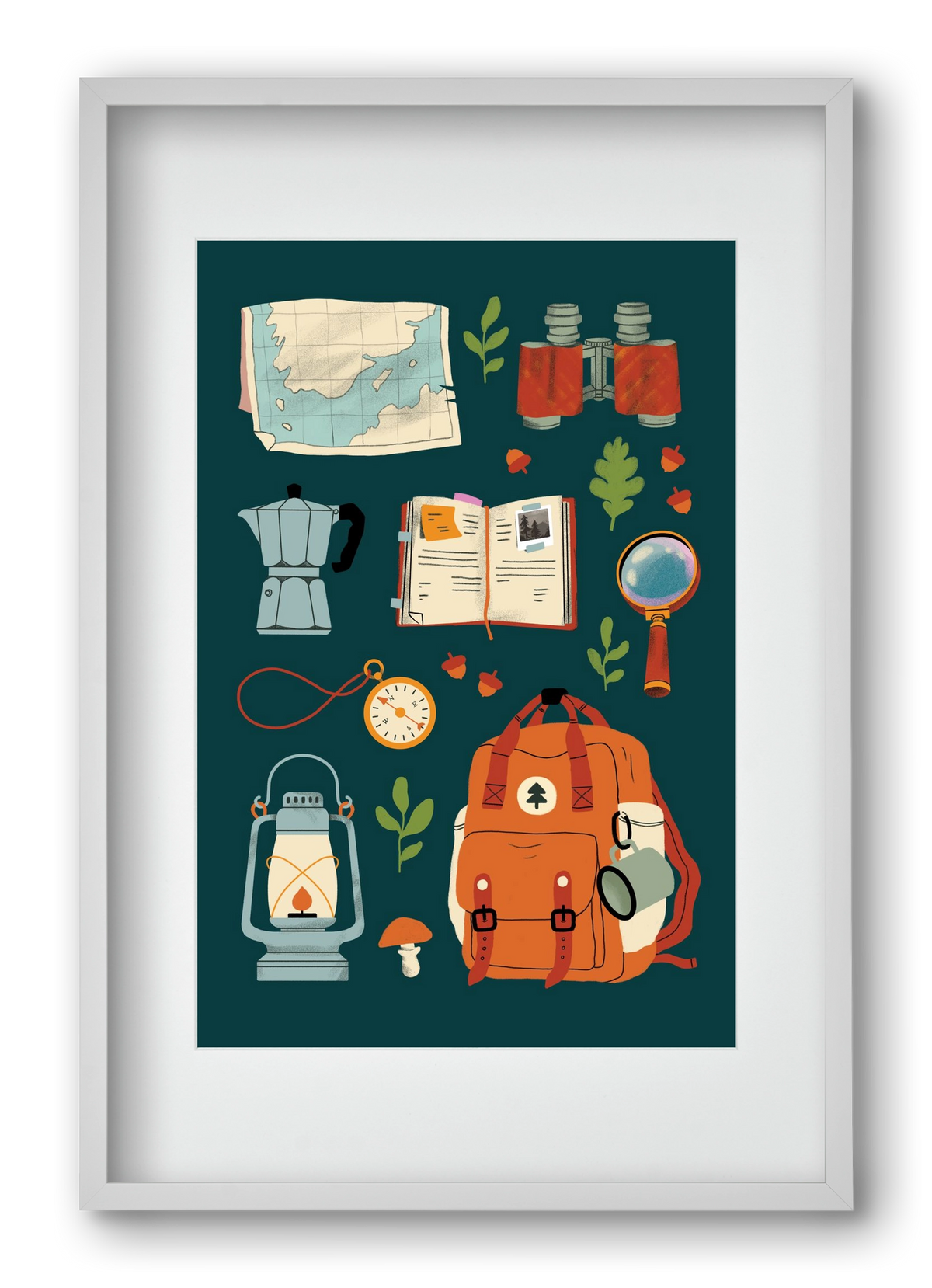 Explorer Set, 40x60 cm (30x45 cm), Fehér keret, paszpartuval