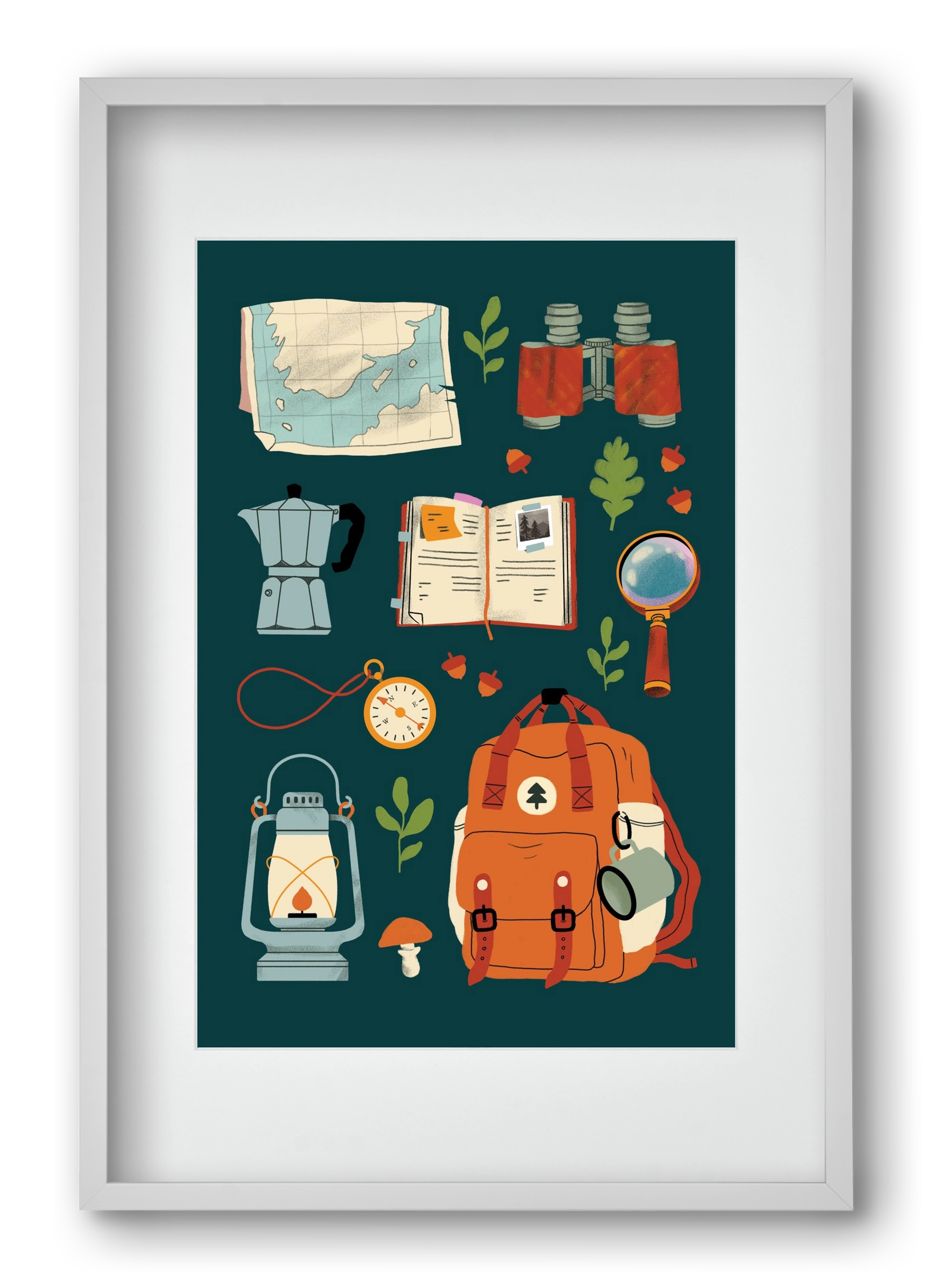 Explorer Set, 40x60 cm (30x45 cm), Fehér keret, paszpartuval