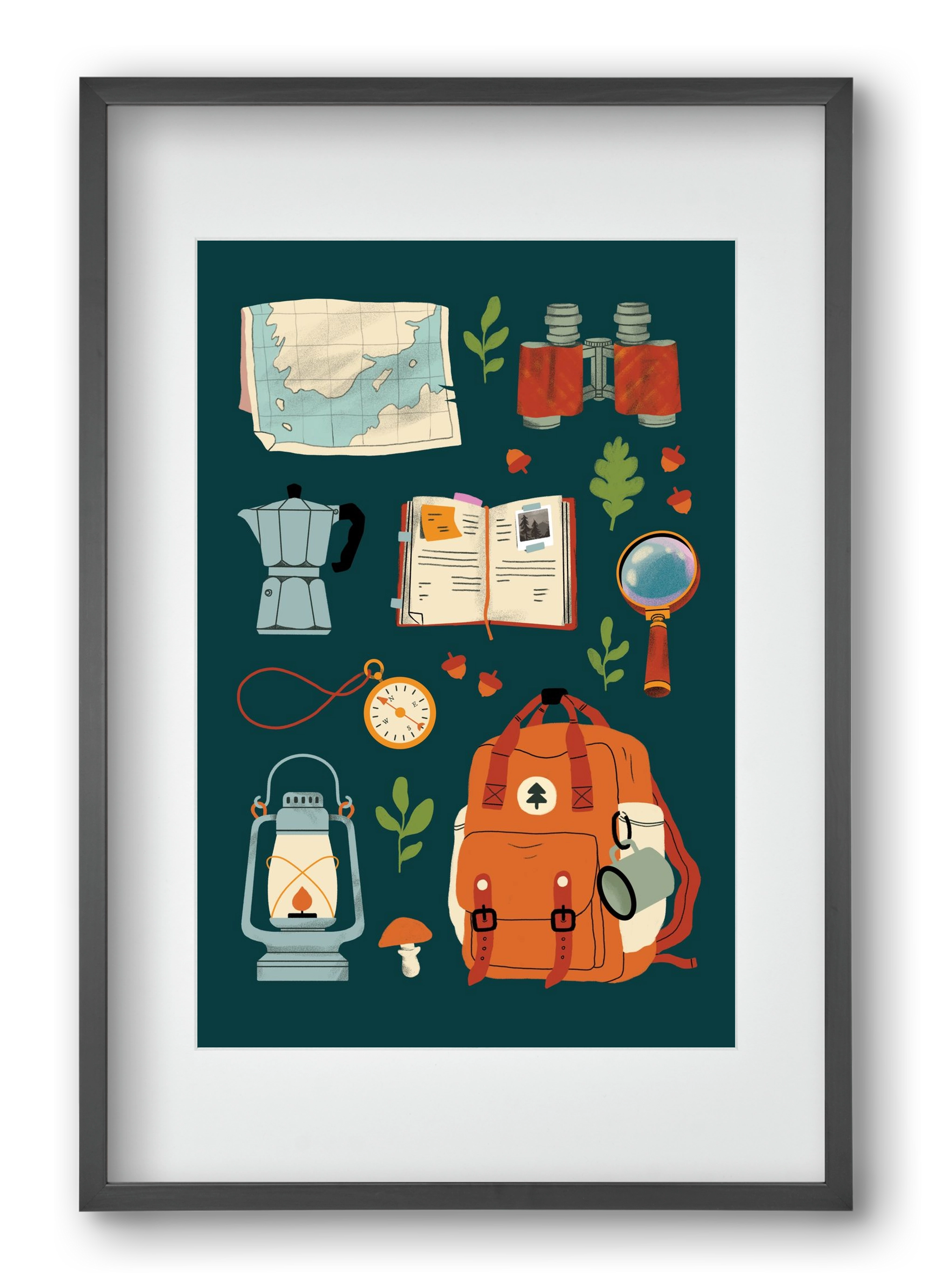 Explorer Set, 40x60 cm (30x45 cm), Fekete keret, paszpartuval