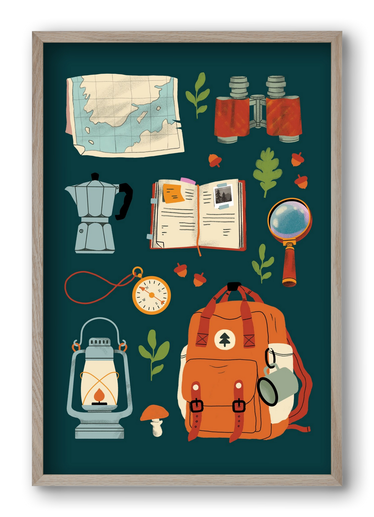 Explorer Set, 40x60 cm (40x60 cm), Tölgy keret