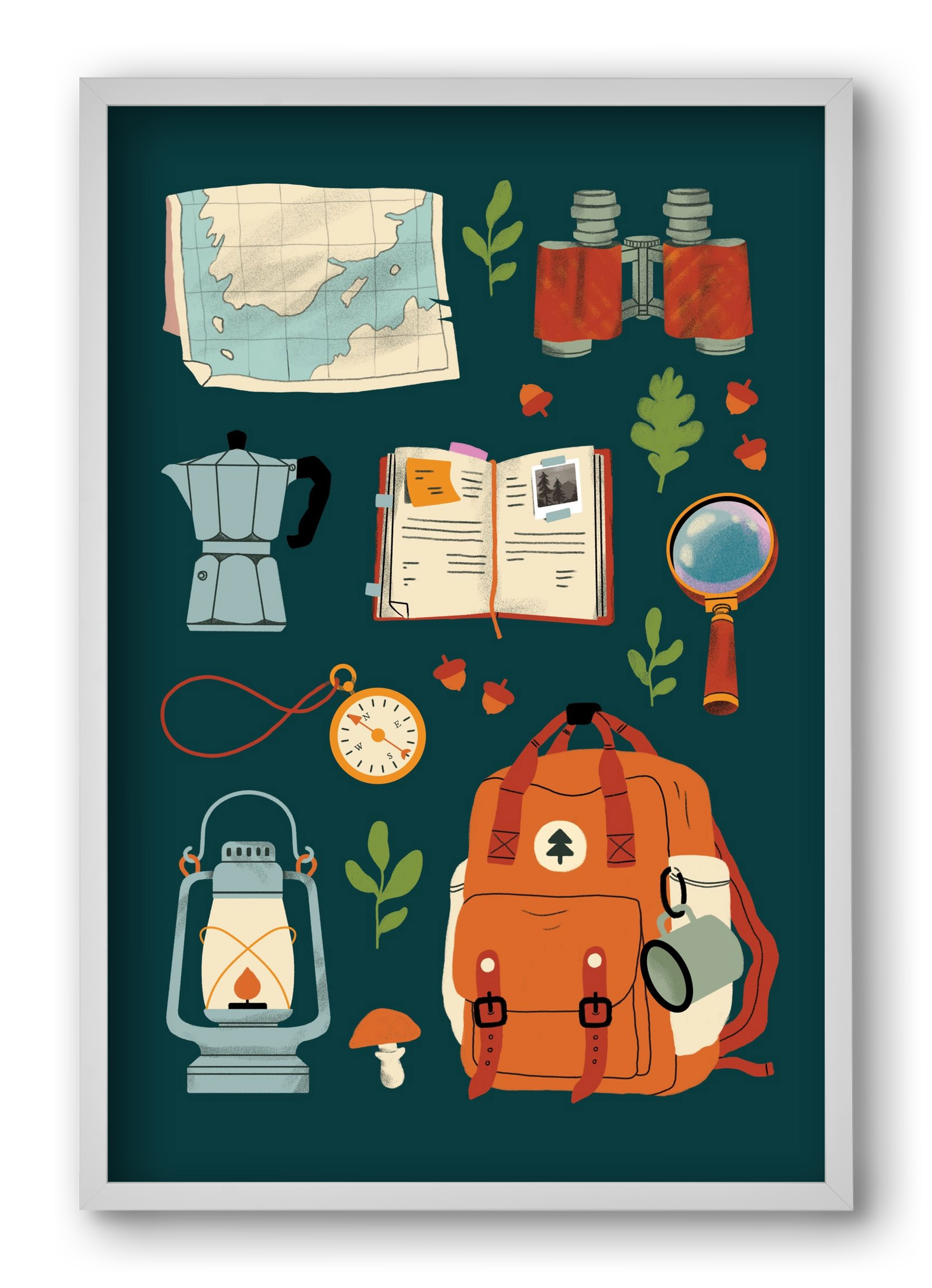 Explorer Set, 40x60 cm (40x60 cm), Fehér keret