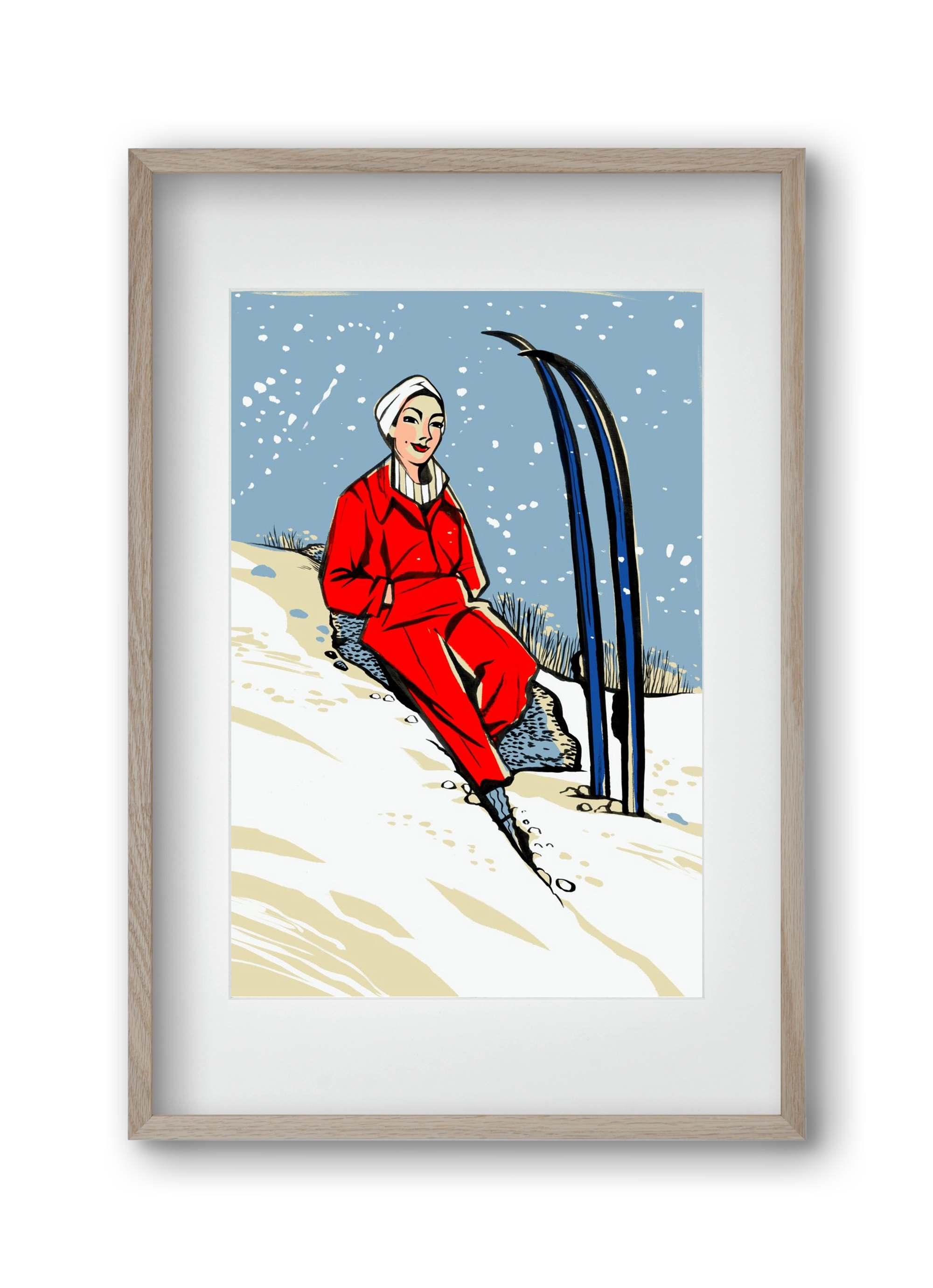 Síelés, 30x45 cm (20x30 cm), Tölgy keret, paszpartuval