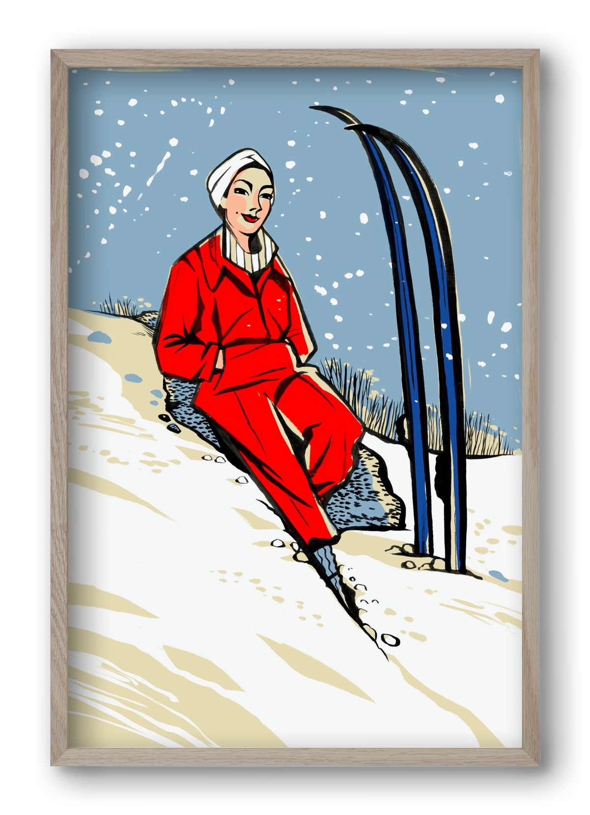 Síelés, 40x60 cm (40x60 cm), Tölgy keret