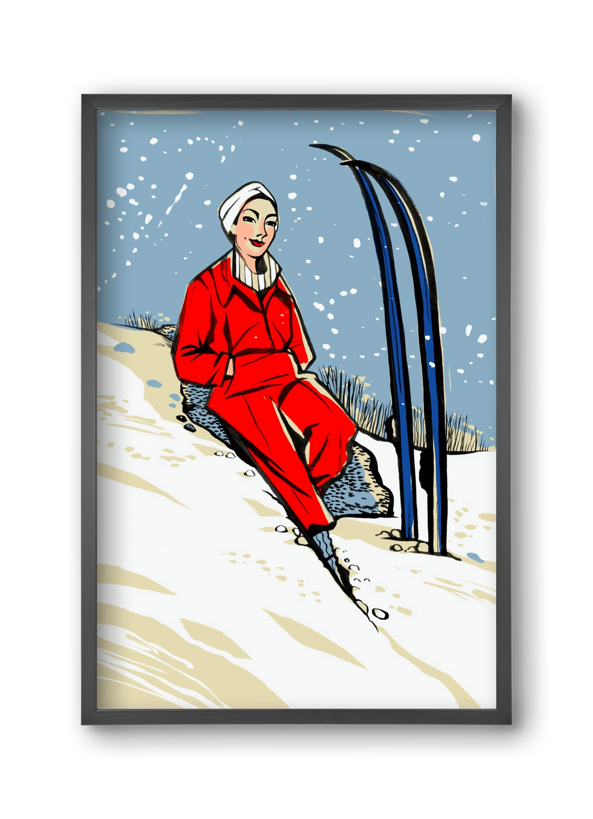 Síelés, 30x45 cm (30x45 cm), Fekete keret