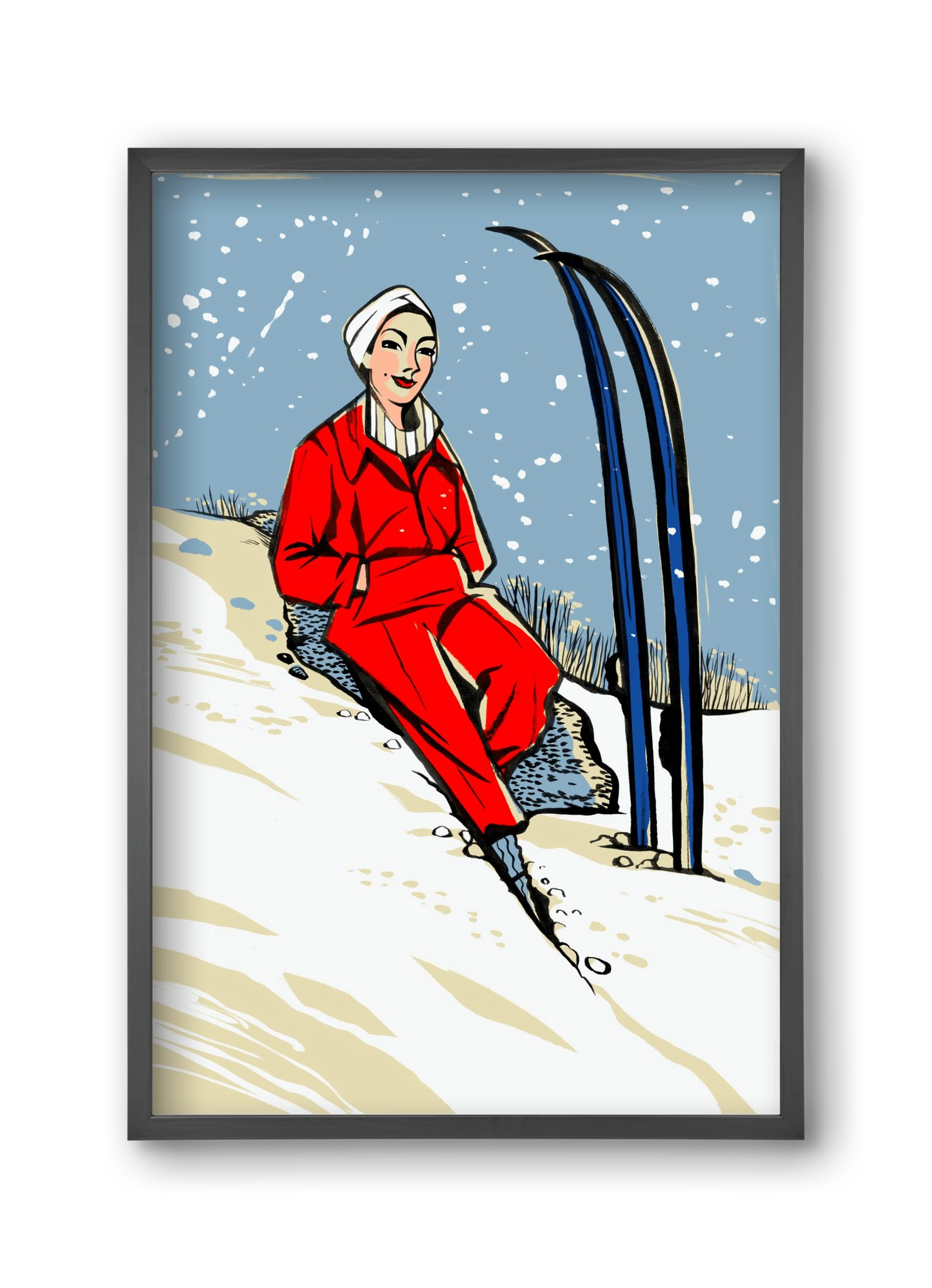 Síelés, 30x45 cm (30x45 cm), Fekete keret