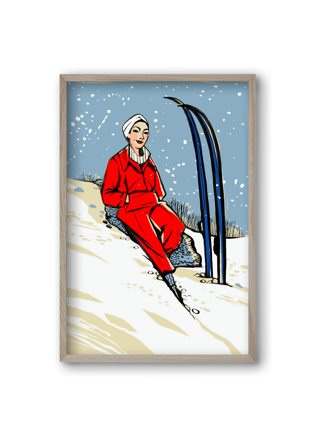 Síelés, 20x30 cm (20x30 cm), Tölgy keret