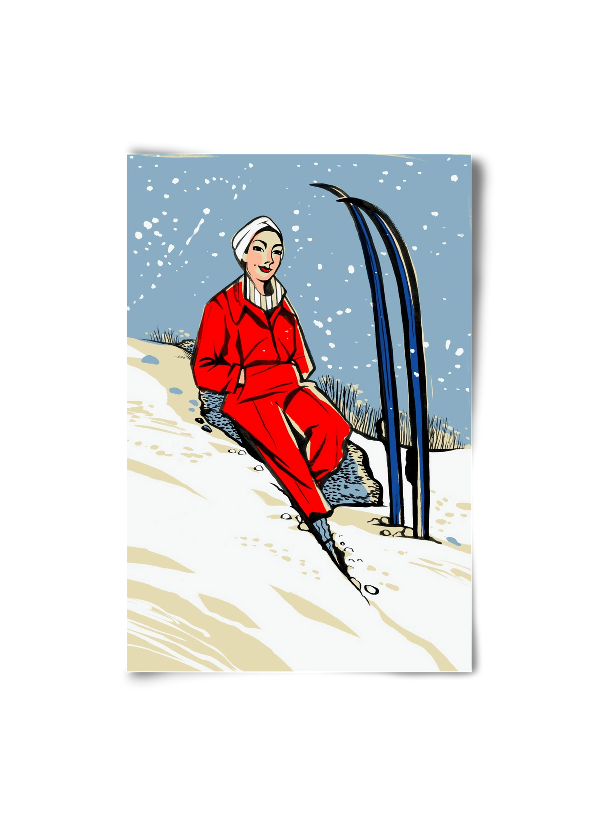 Síelés, 20x30 cm, Keret nélkül