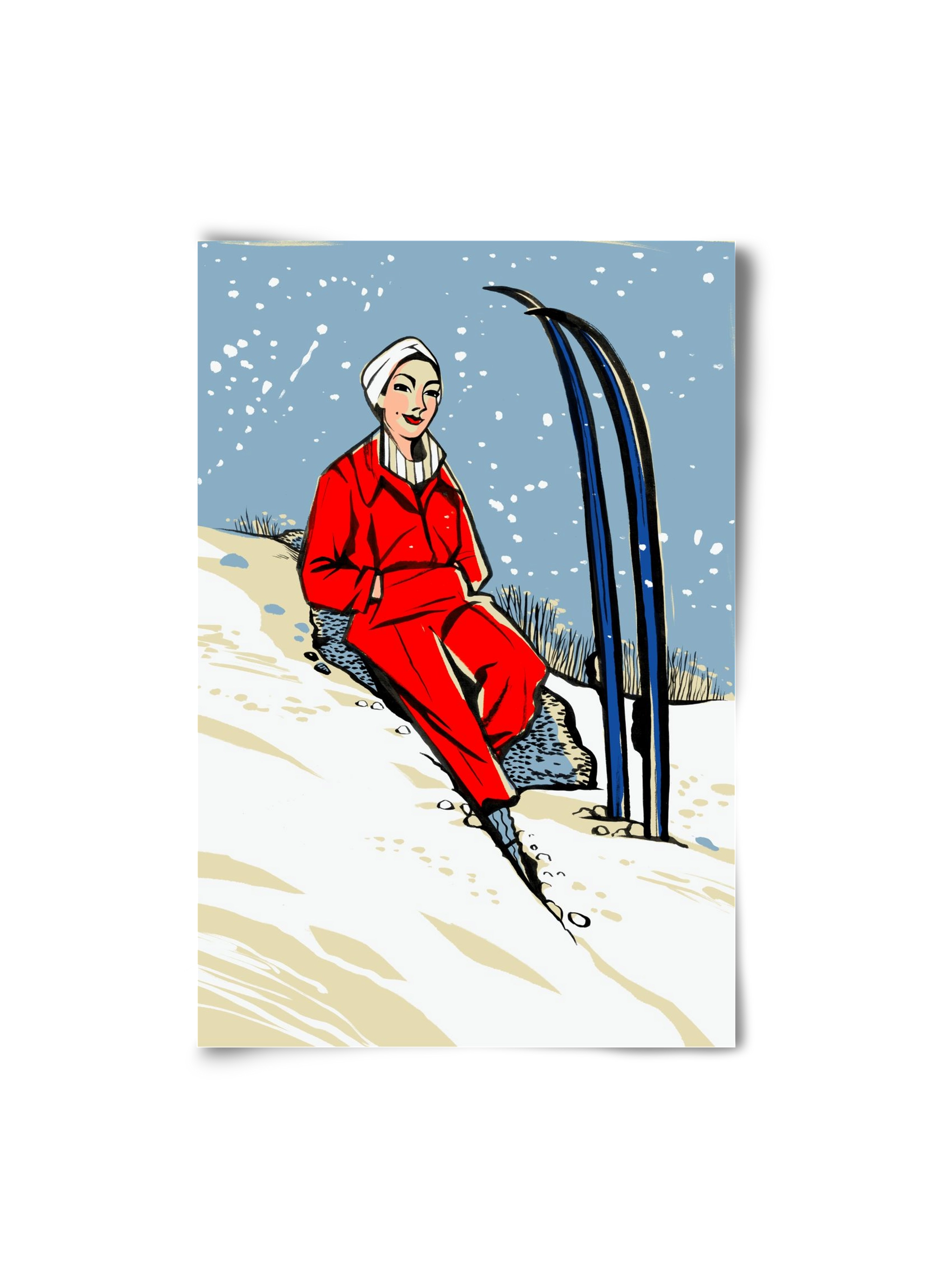 Síelés, 20x30 cm, Keret nélkül