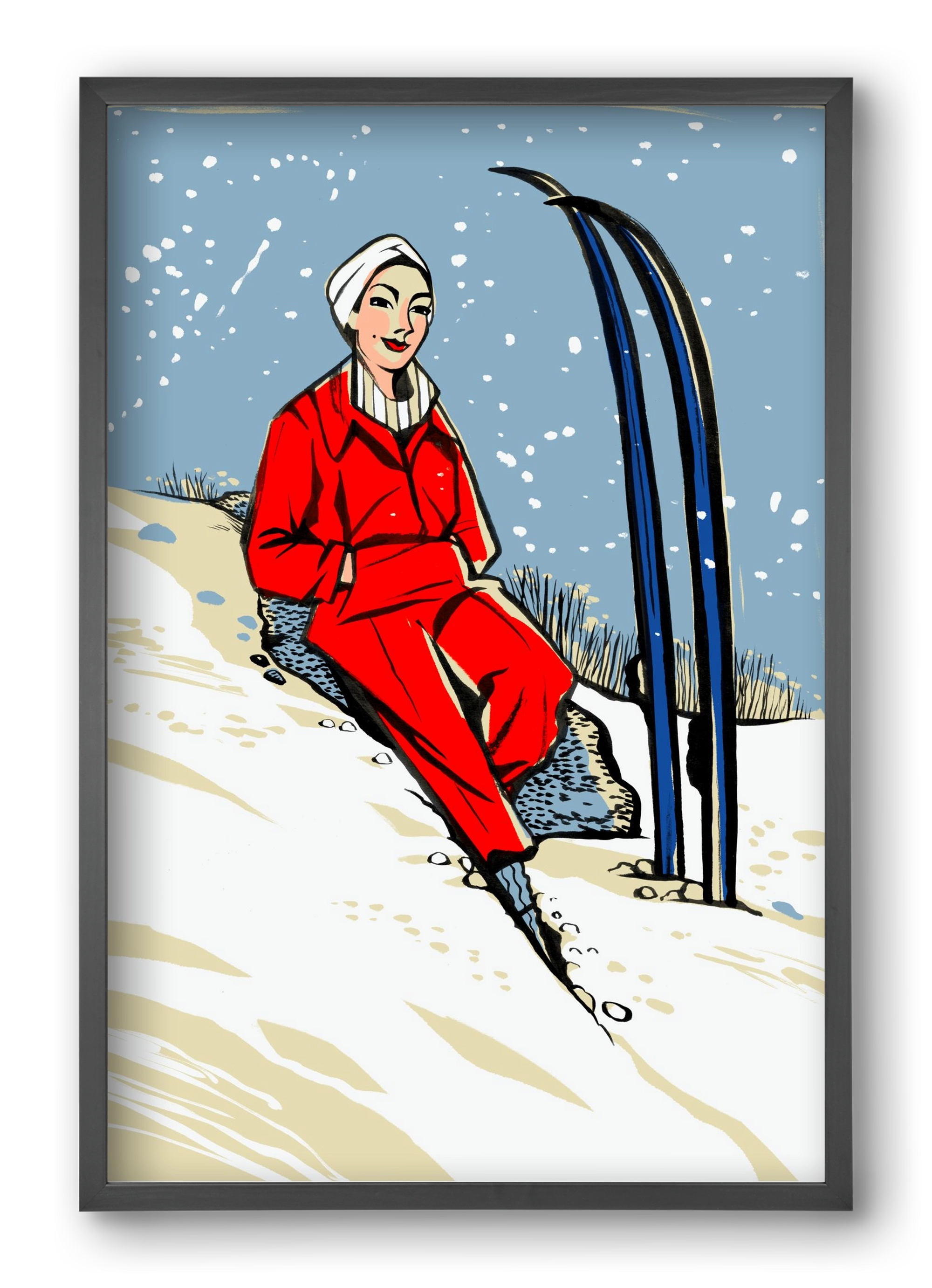 Síelés, 40x60 cm (40x60 cm), Fekete keret