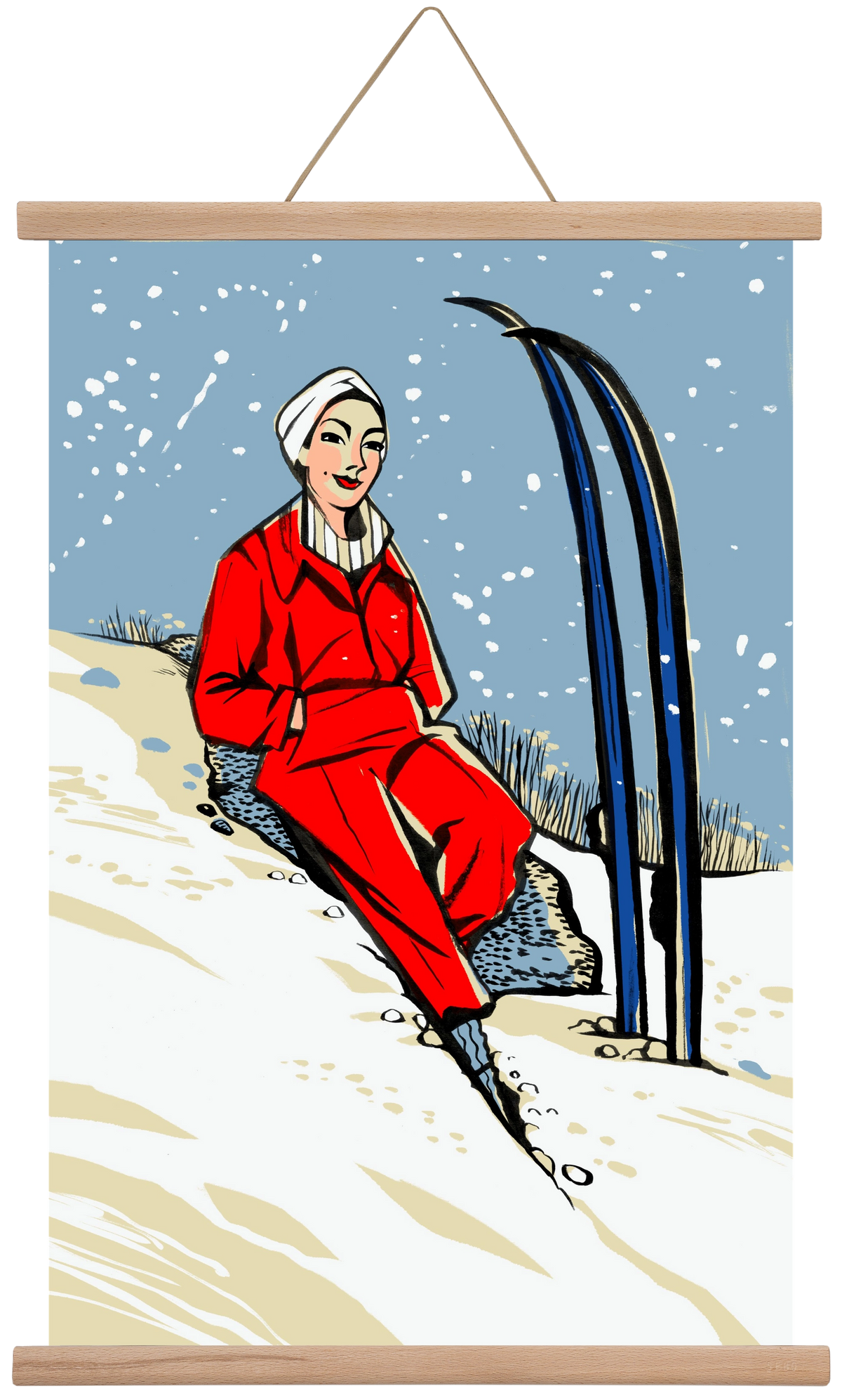 Síelés, 40x60 cm (40x60 cm), Tölgy akasztó