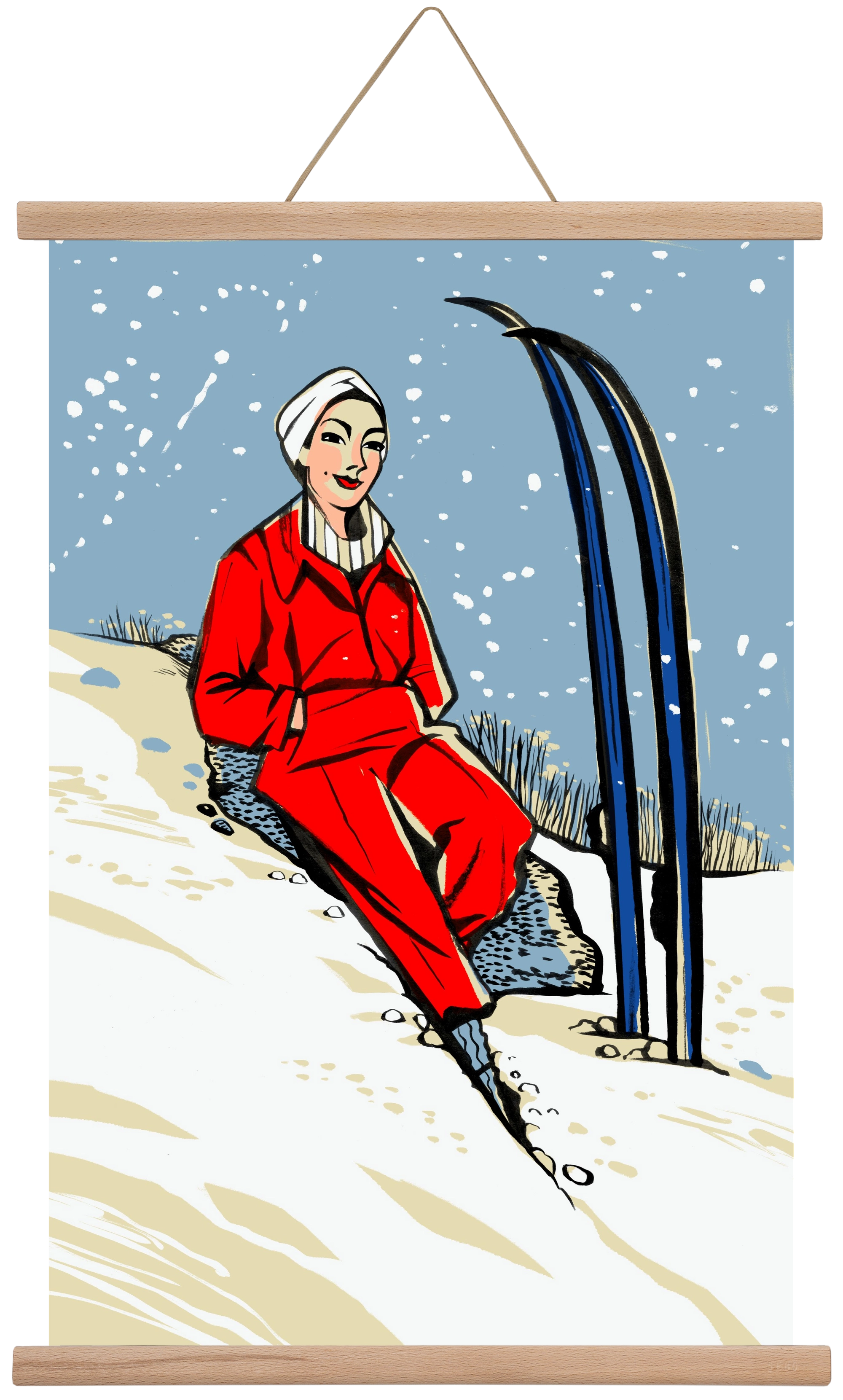 Síelés, 40x60 cm (40x60 cm), Tölgy akasztó