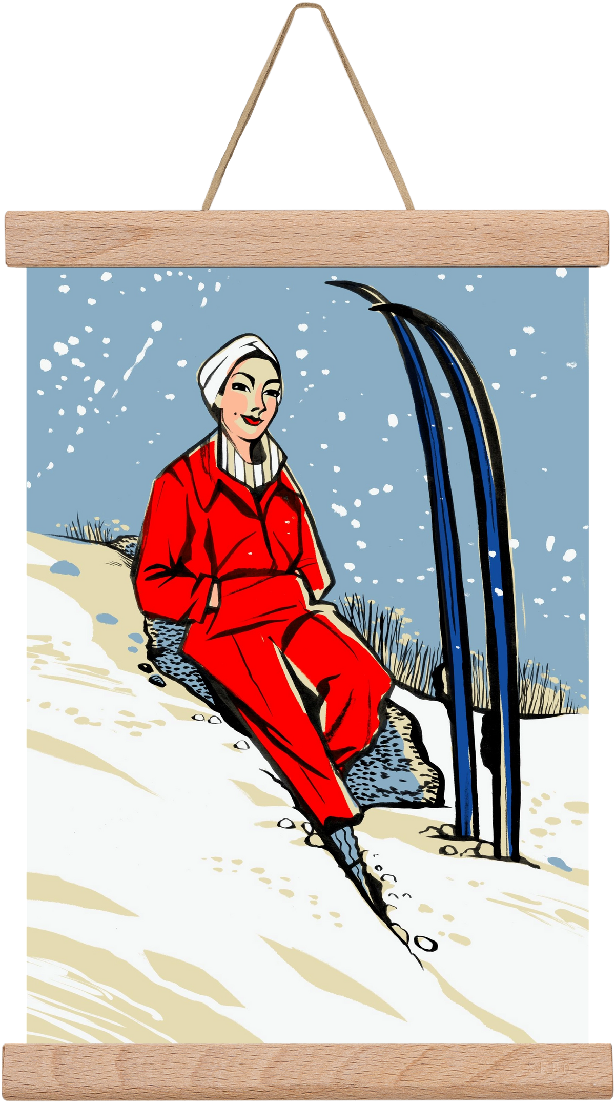 Síelés, 20x30 cm (20x30 cm), Tölgy akasztó