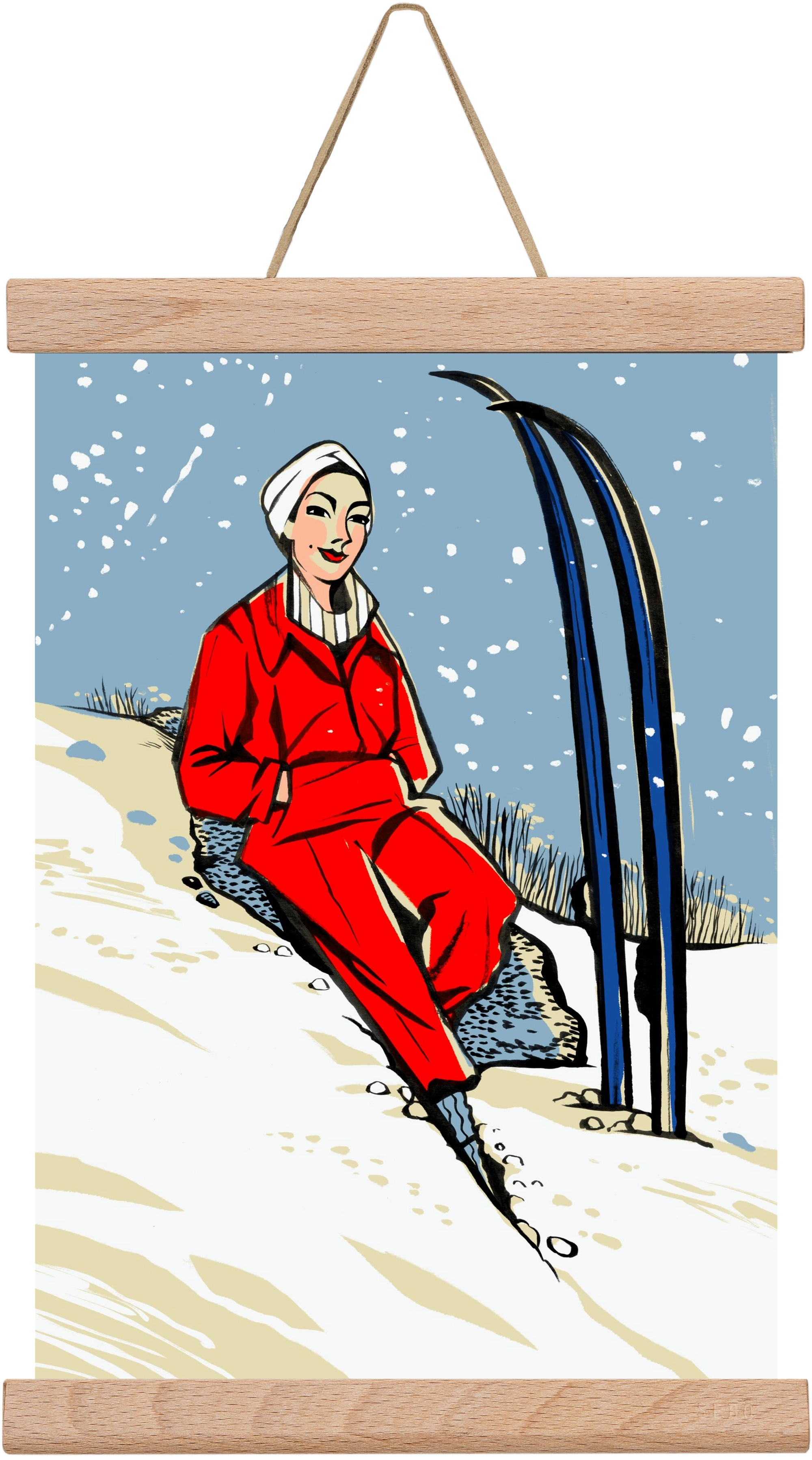 Síelés, 20x30 cm (20x30 cm), Tölgy akasztó