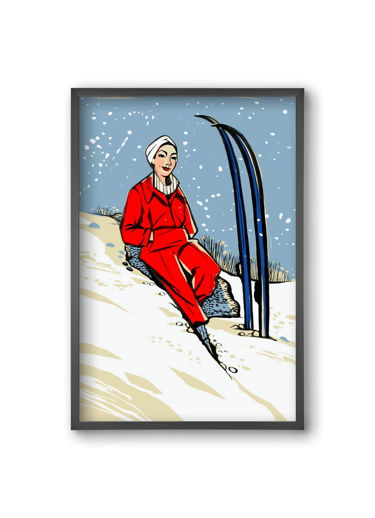 Síelés, 20x30 cm (20x30 cm), Fekete keret