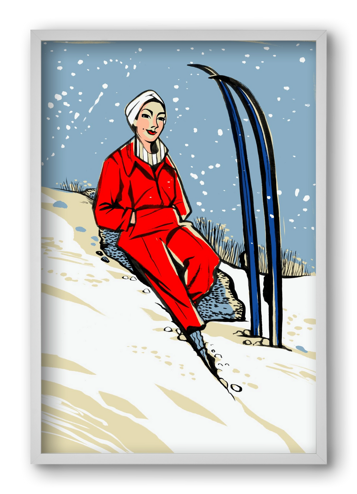 Síelés, 40x60 cm (40x60 cm), Fehér keret