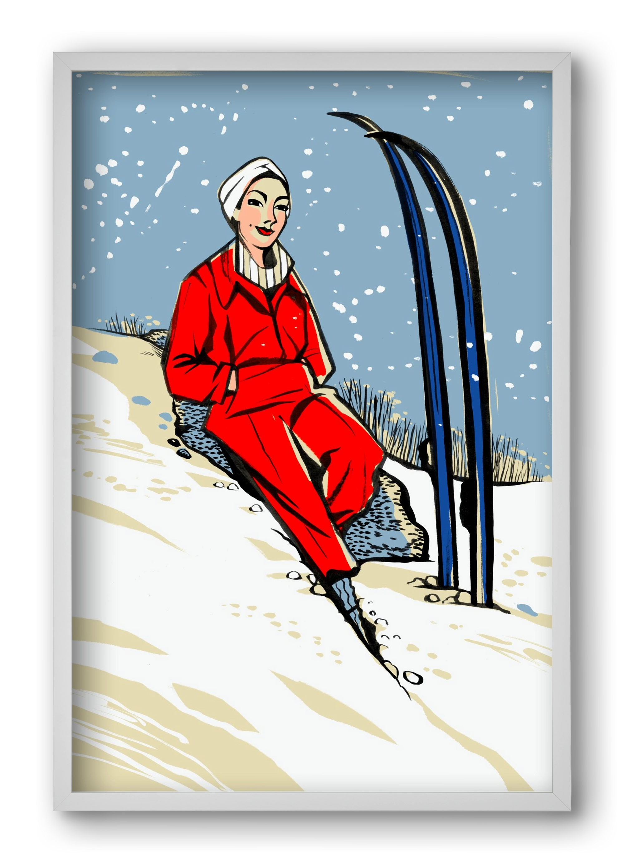 Síelés, 40x60 cm (40x60 cm), Fehér keret