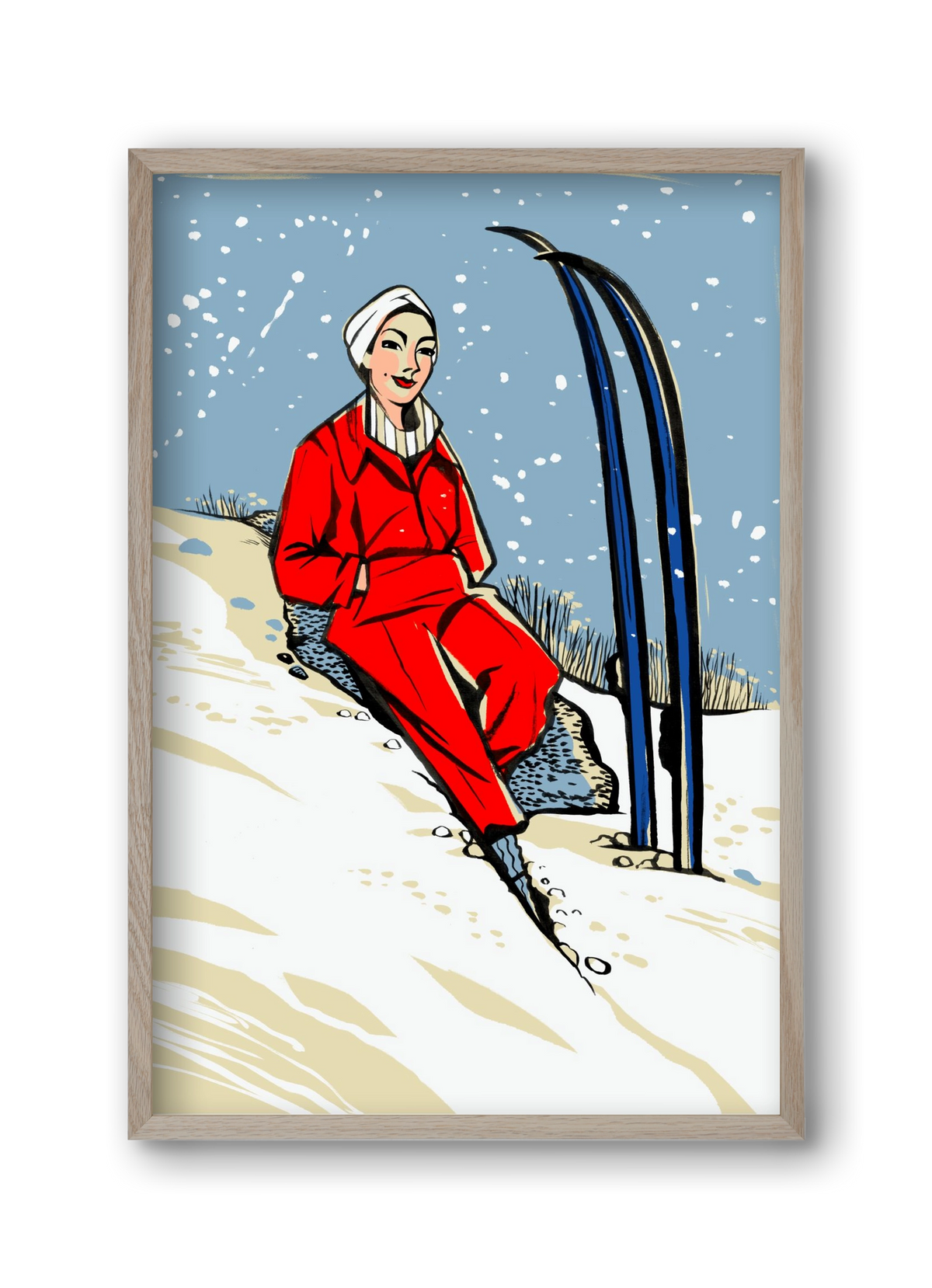 Síelés, 30x45 cm (30x45 cm), Tölgy keret