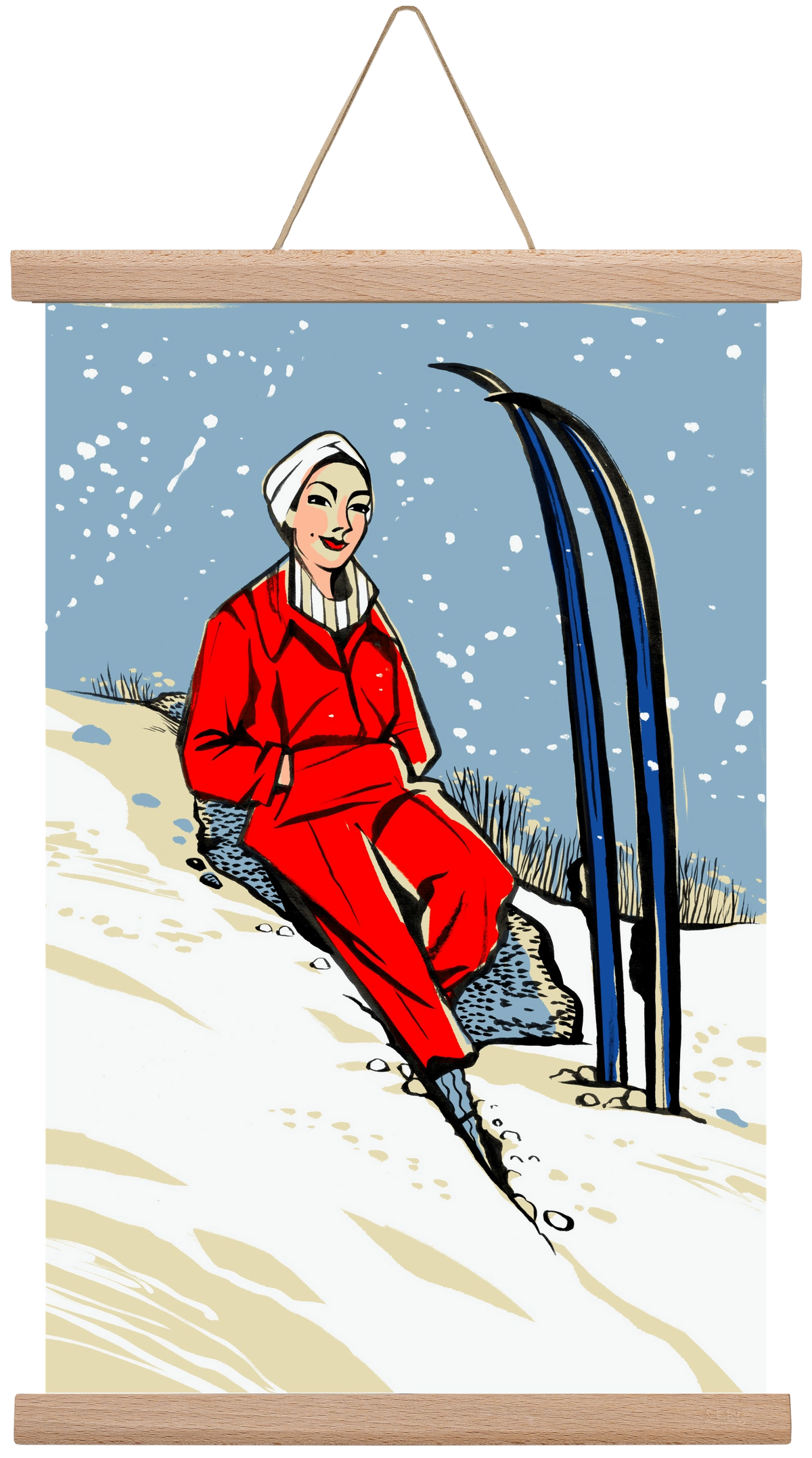 Síelés, 30x45 cm (30x45 cm), Tölgy akasztó