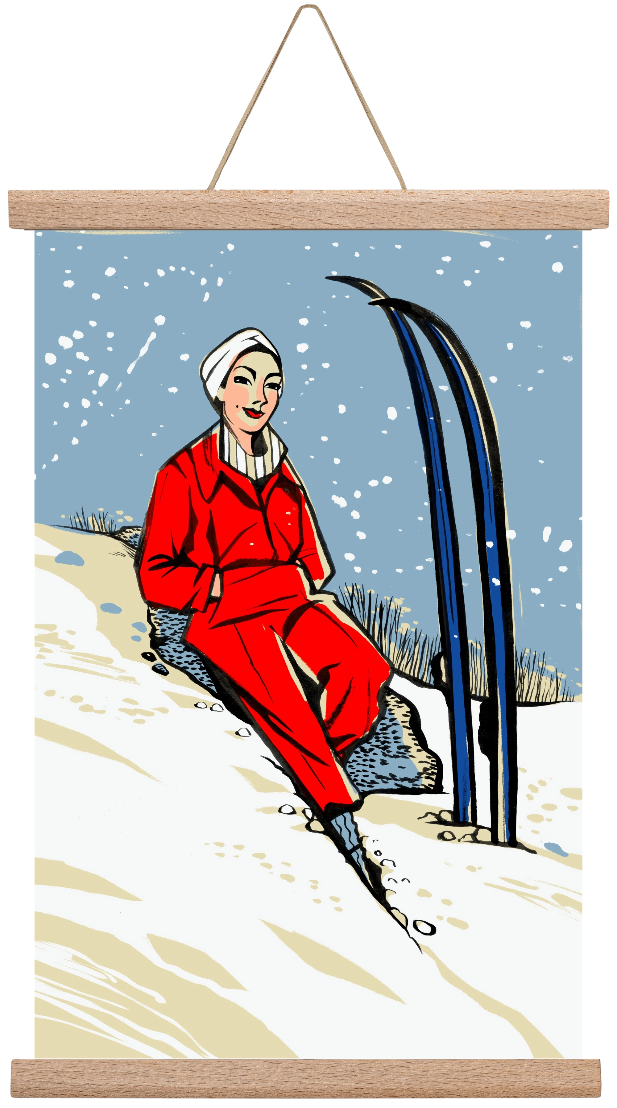 Síelés, 30x45 cm (30x45 cm), Tölgy akasztó