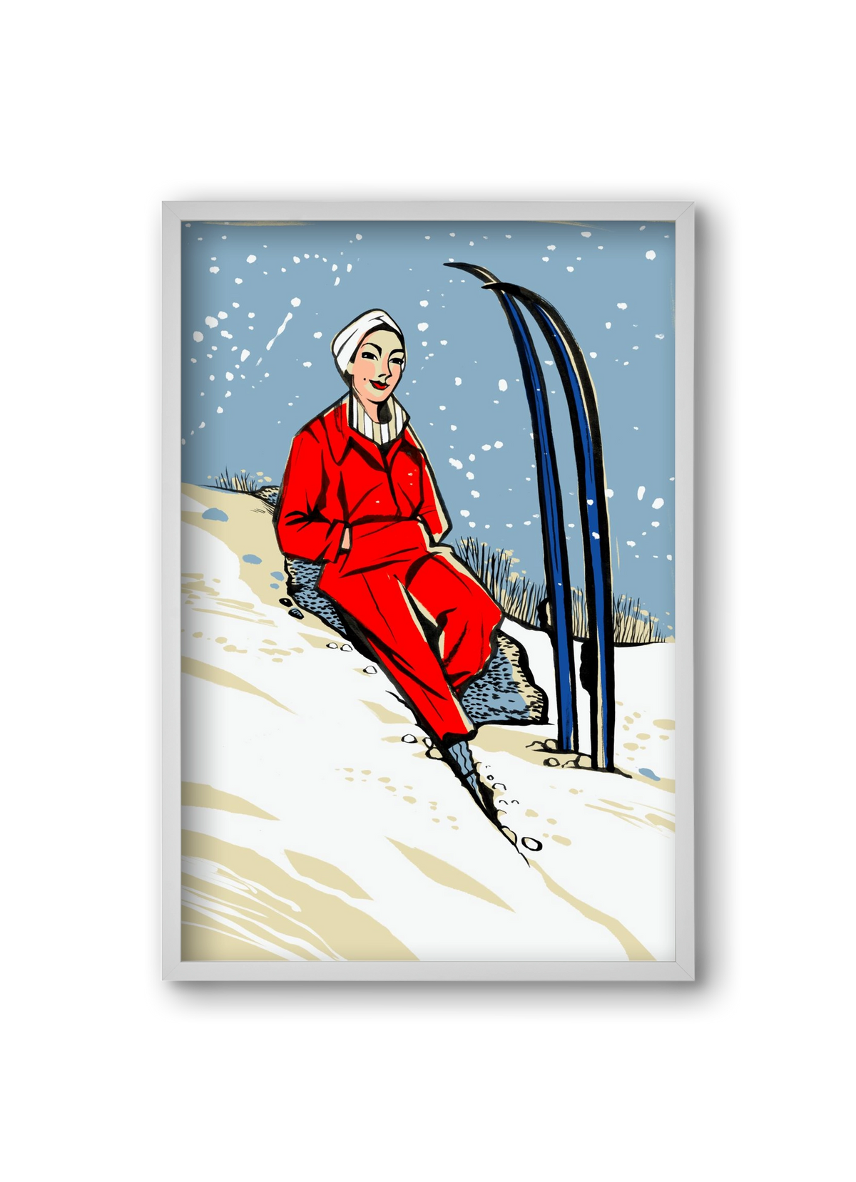 Síelés, 20x30 cm (20x30 cm), Fehér keret