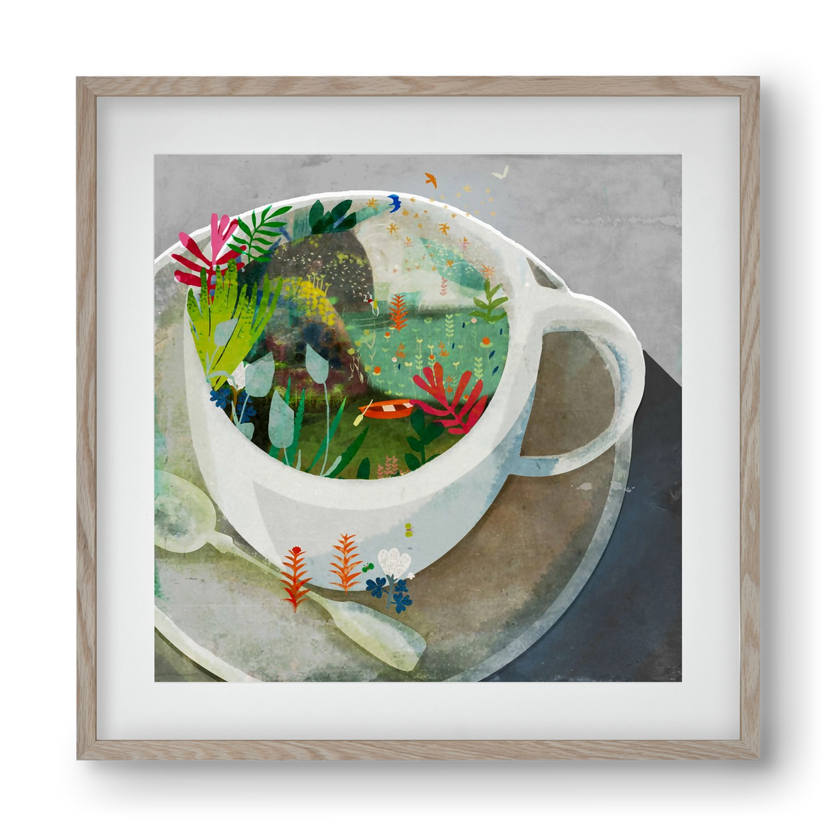 Kávé, 40x40 cm (30x30 cm), Tölgy keret, paszpartuval