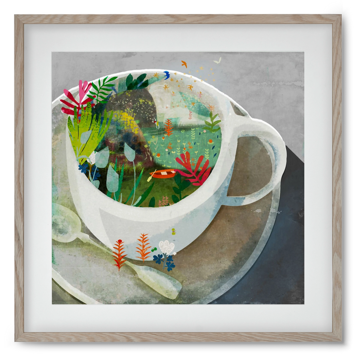 Kávé, 50x50 cm (40x40 cm), Tölgy keret, paszpartuval