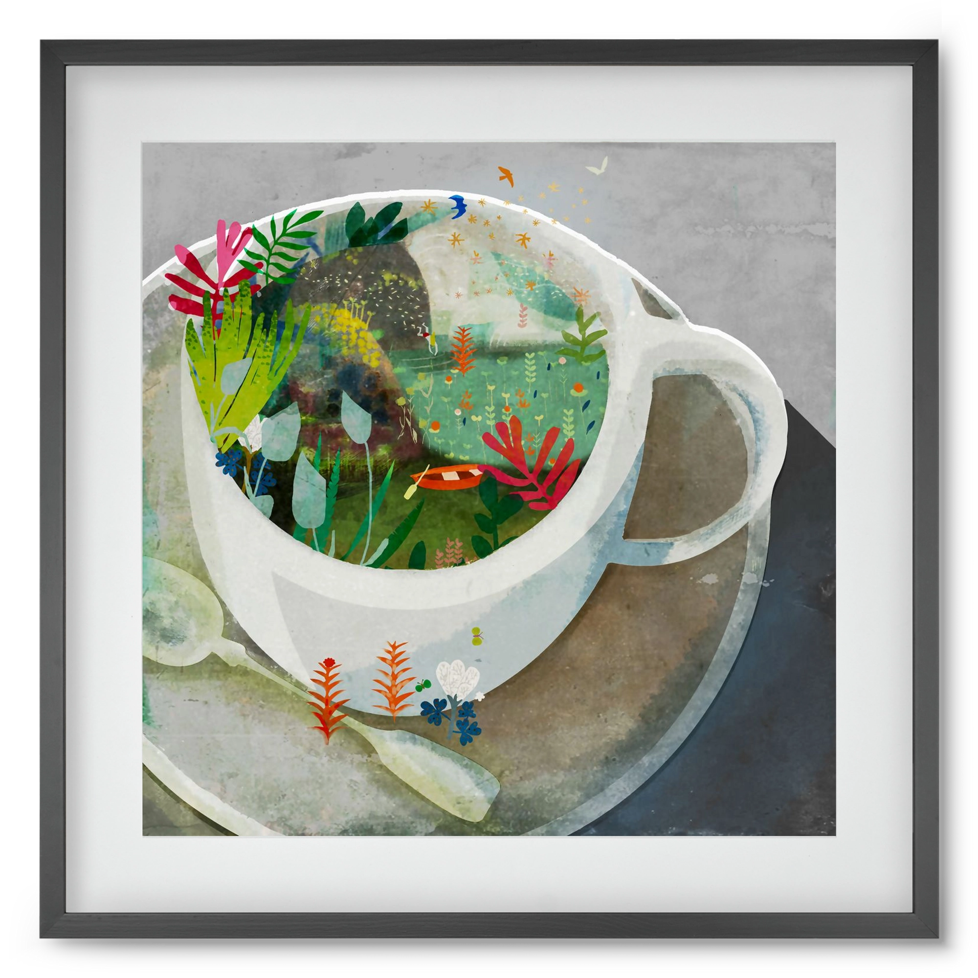 Kávé, 50x50 cm (40x40 cm), Fekete keret, paszpartuval