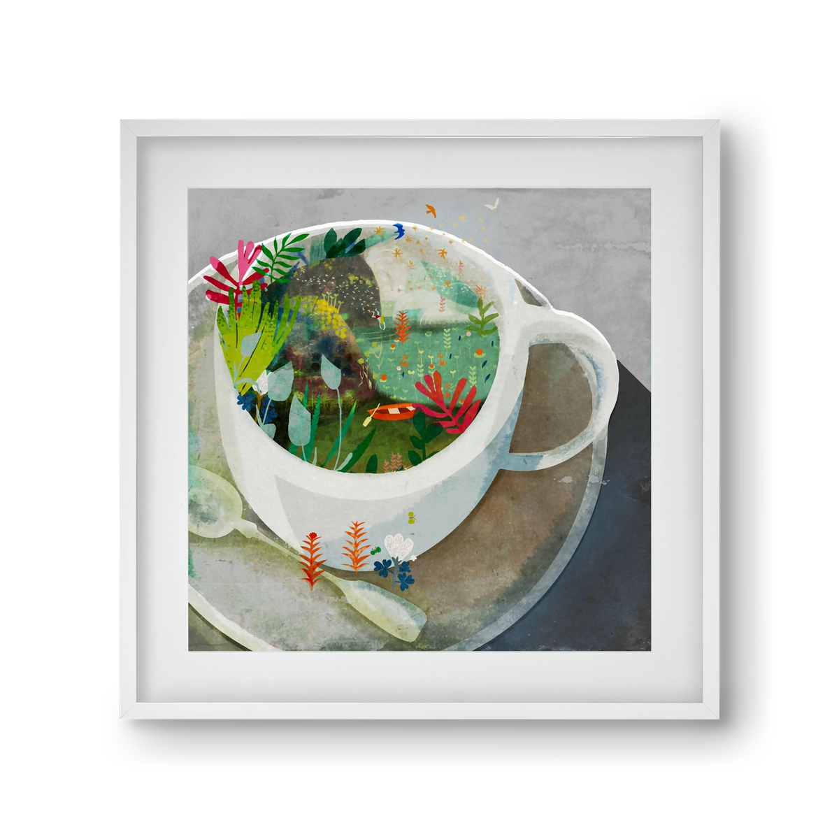 Kávé, 30x30 cm (20x20 cm), Fehér keret, paszpartuval