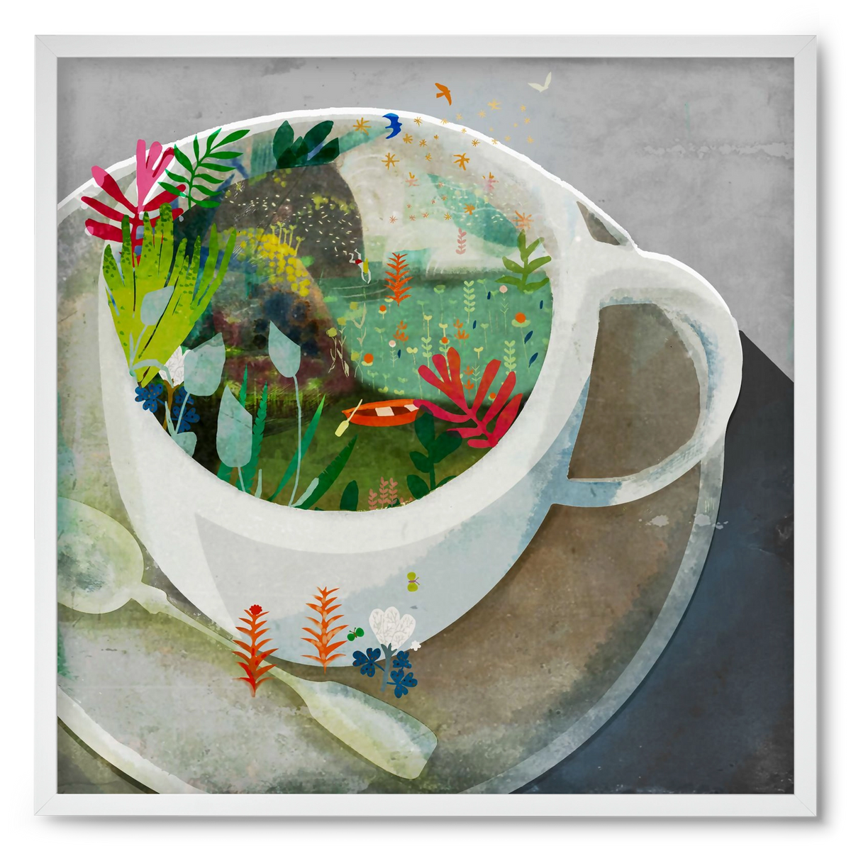 Kávé, 50x50 cm (50x50 cm), Fehér keret