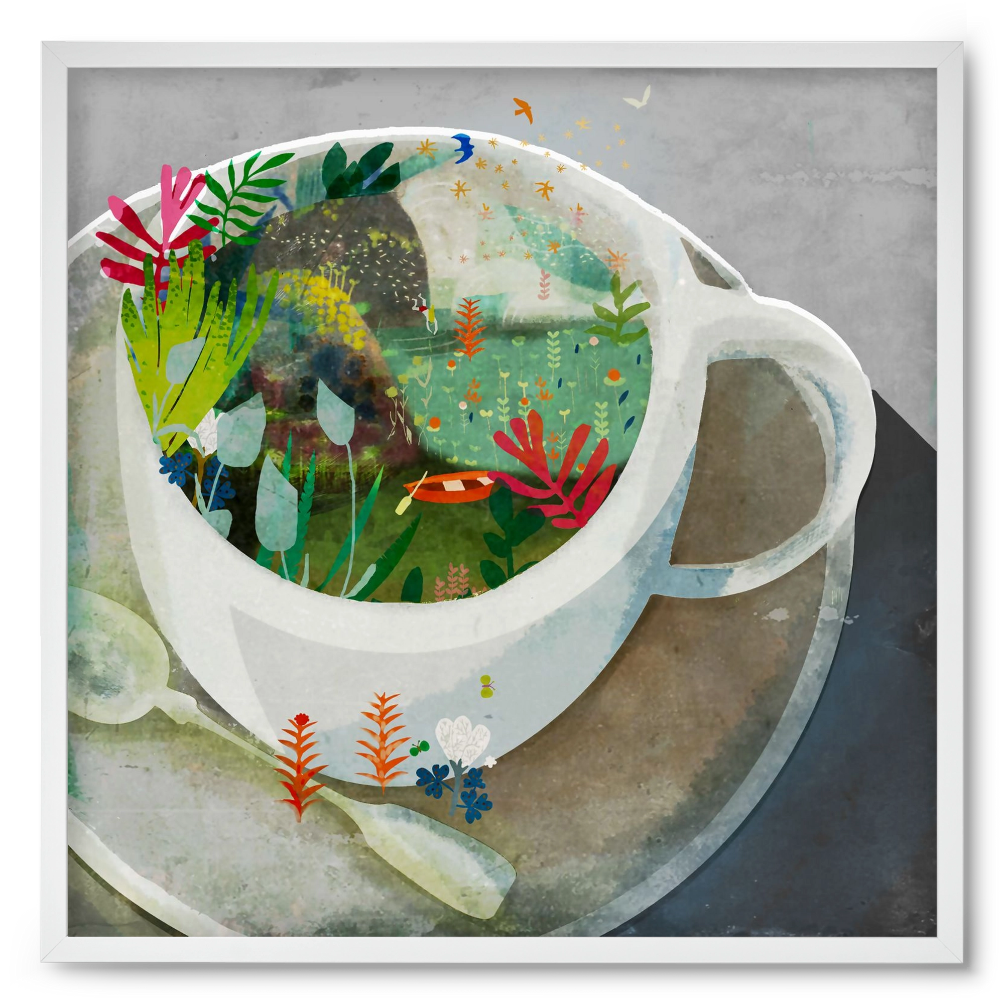 Kávé, 50x50 cm (50x50 cm), Fehér keret